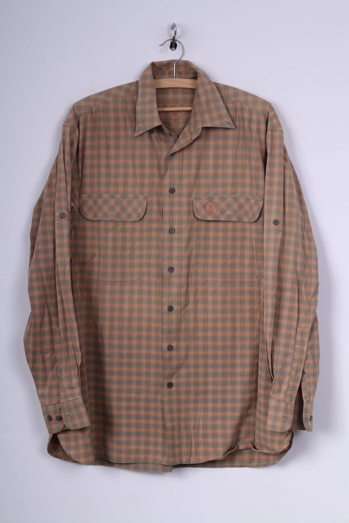 Deer Hunter Mens 39/40 XL Casual Shirt Check Button Down Collar Long Sleeve Camouflage Style