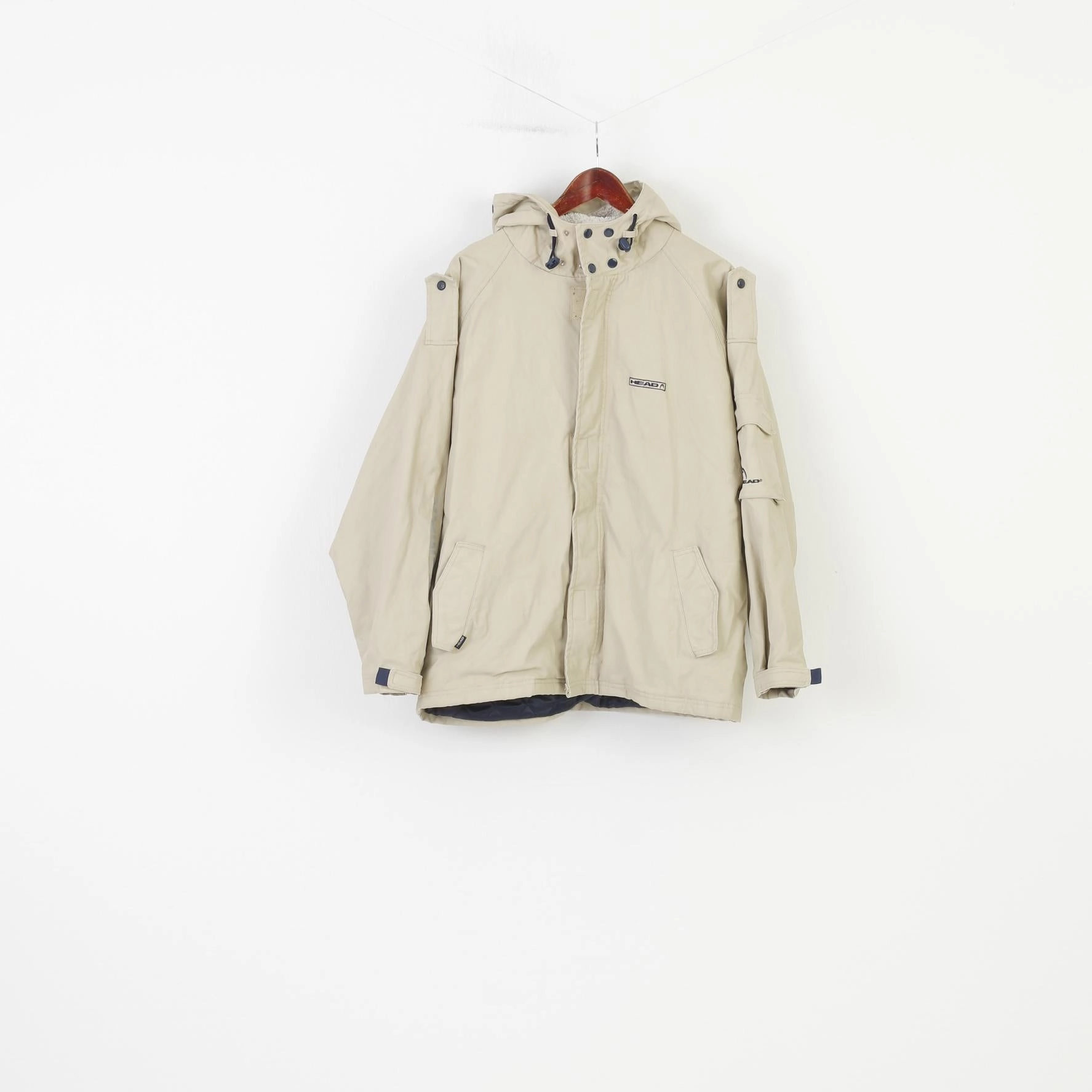 Leather Skinny Fit Head Men M Jacket Cream Hood Padded Winter Full Zipper Cotton Austria  Top