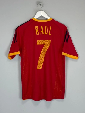 Anti Shrink Treatment Friction control 2002/04 SPAIN RAUL #7 *PLAYER ISSUE* HOME SHIRT (S) ADIDAS