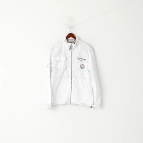 Account Faith Reebok Men M Jacket White Cotton NPC Newport Classic Zip Up Lightweight Vintage Top