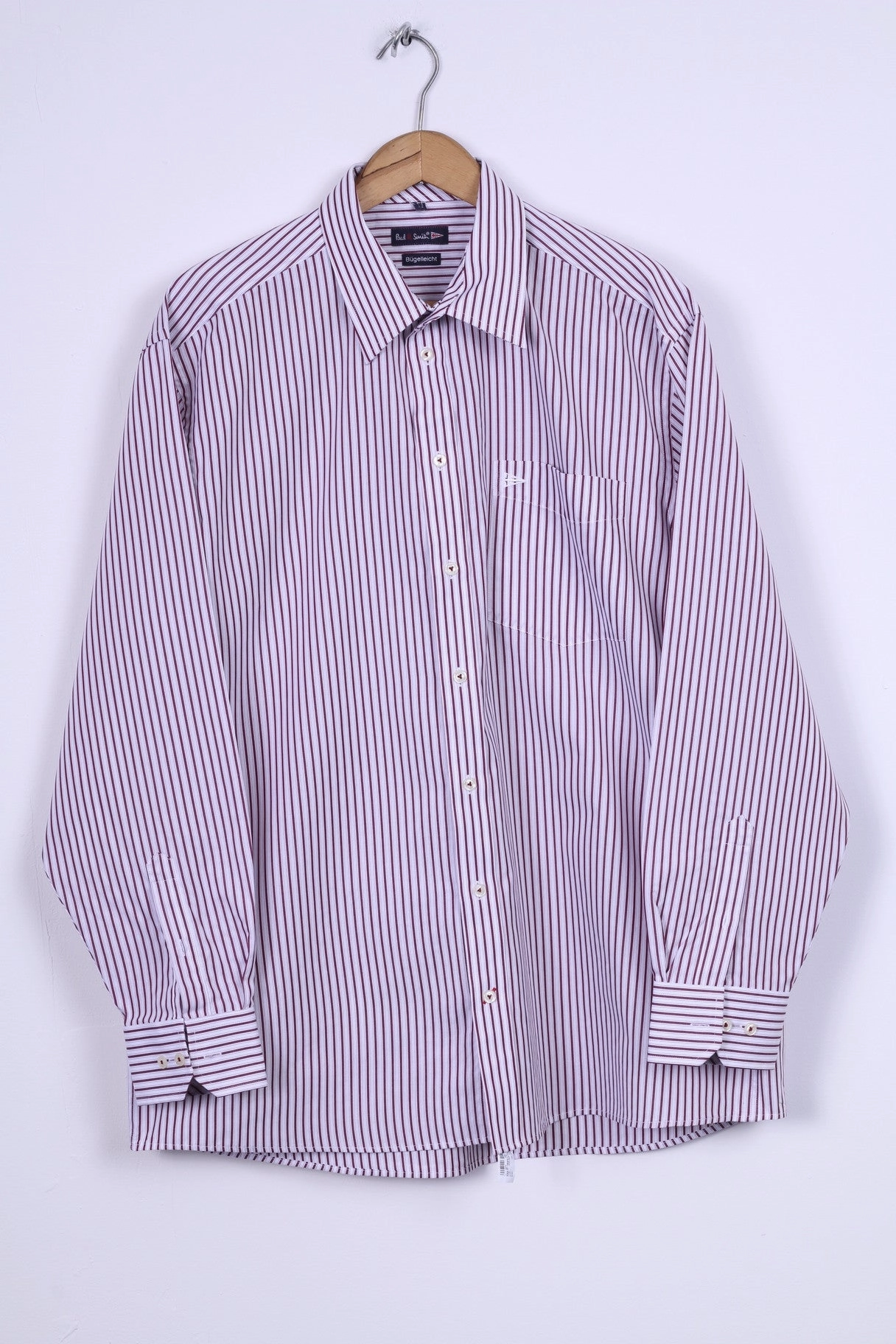 Paul R. Smith Mens 44 XL Casual Shirt Cotton Burgundy Striped Detailed Buttons Must-Have Item Luxurious Feel
