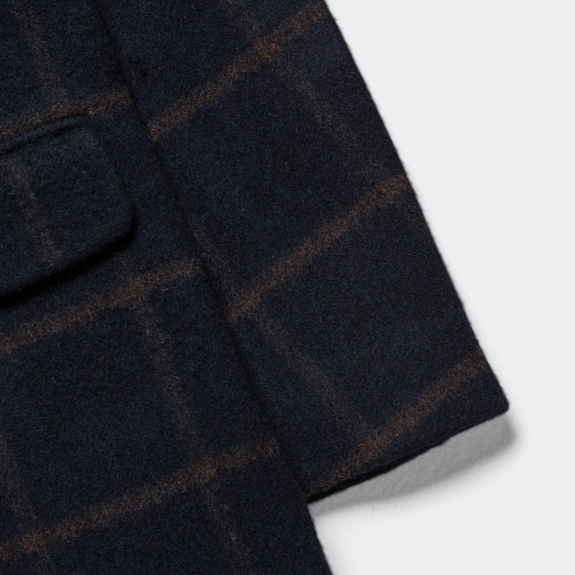 Windproof Design Soft Lined Interior NY Coat - Black/Brown Windowpane Plaid