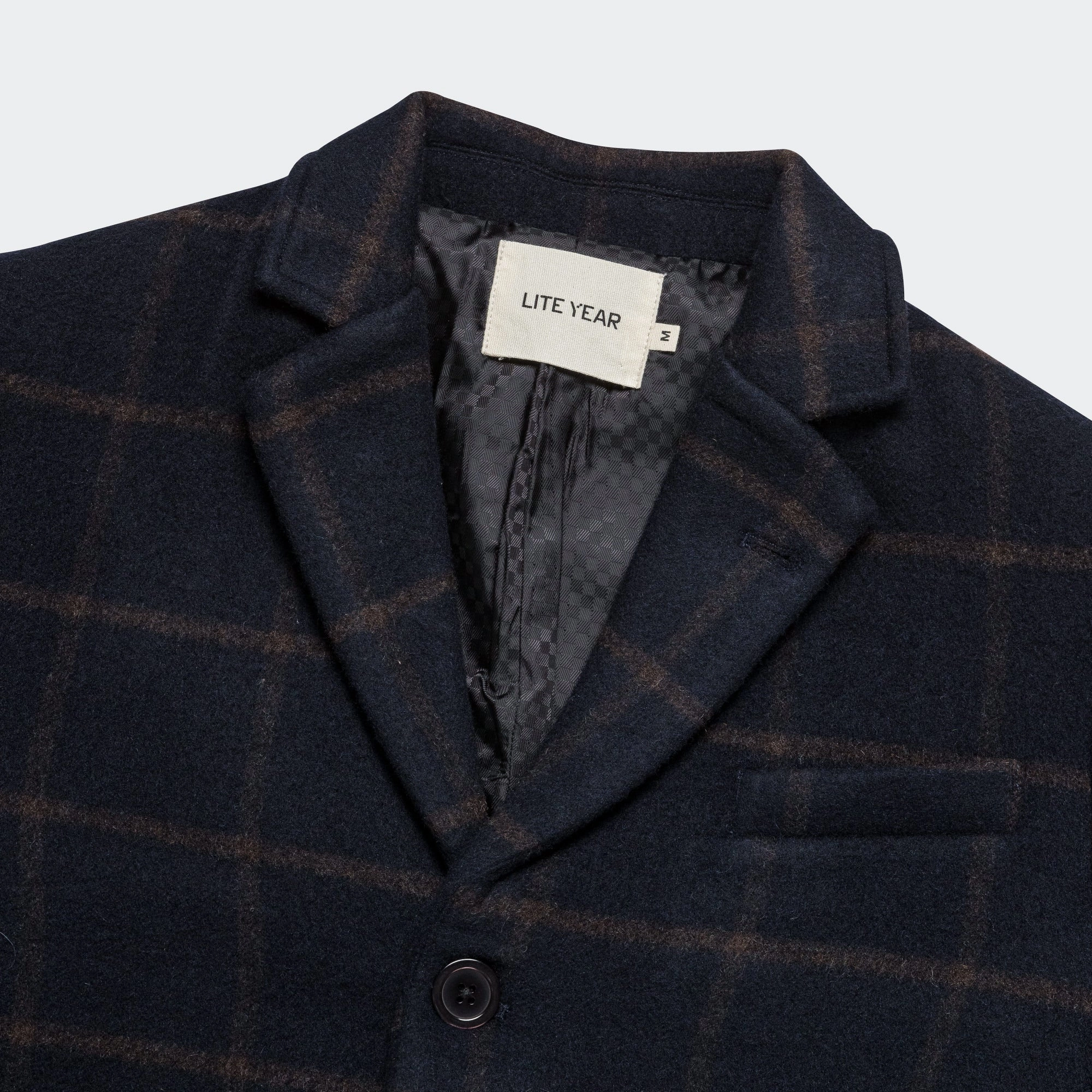 NY Coat - Black/Brown Windowpane Plaid Fashion Forward NonRestrictive Cut