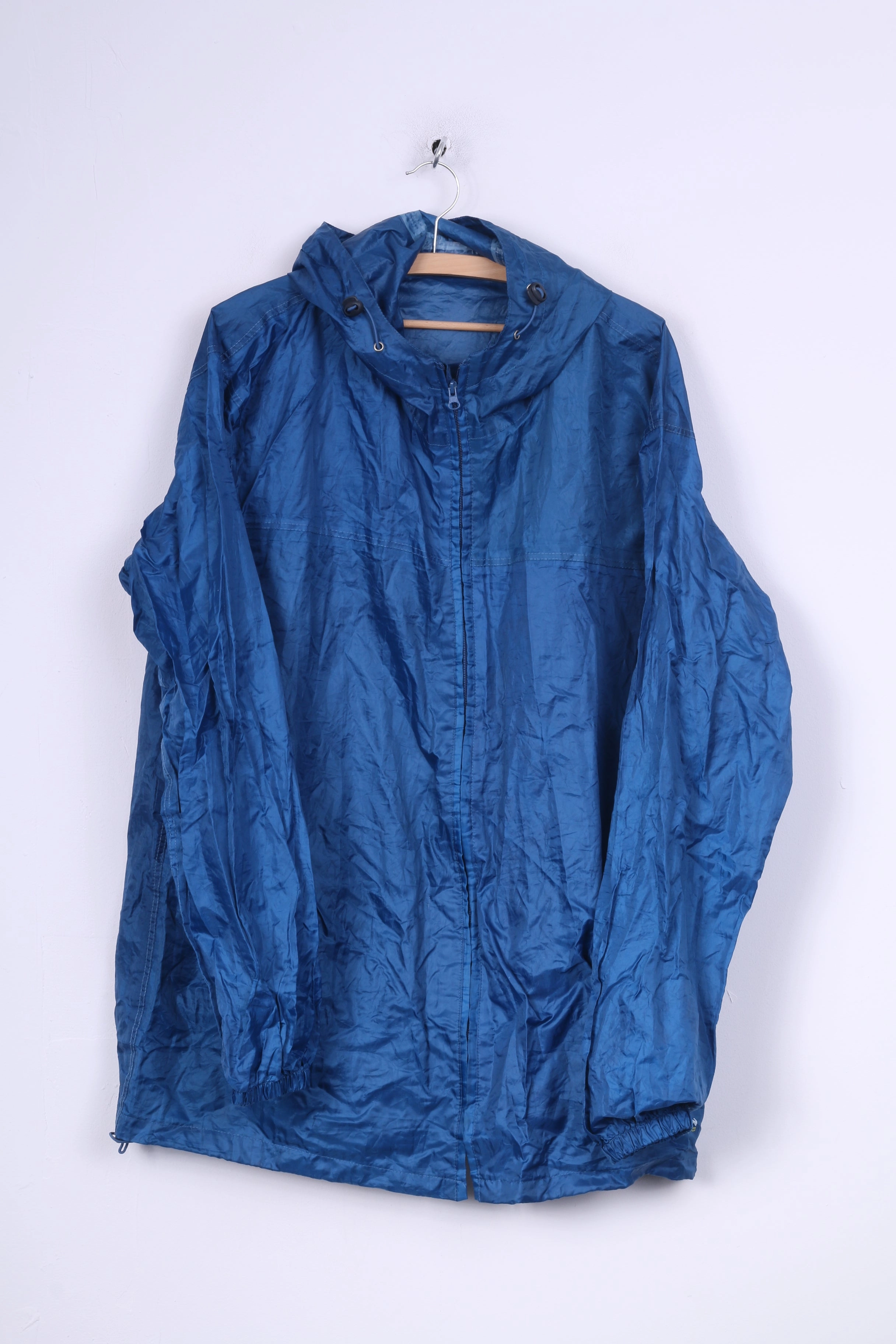 Urban Espace Unisex XL Rain Jacket Waterproof Blue Full Zipper Non Chafing Edges
