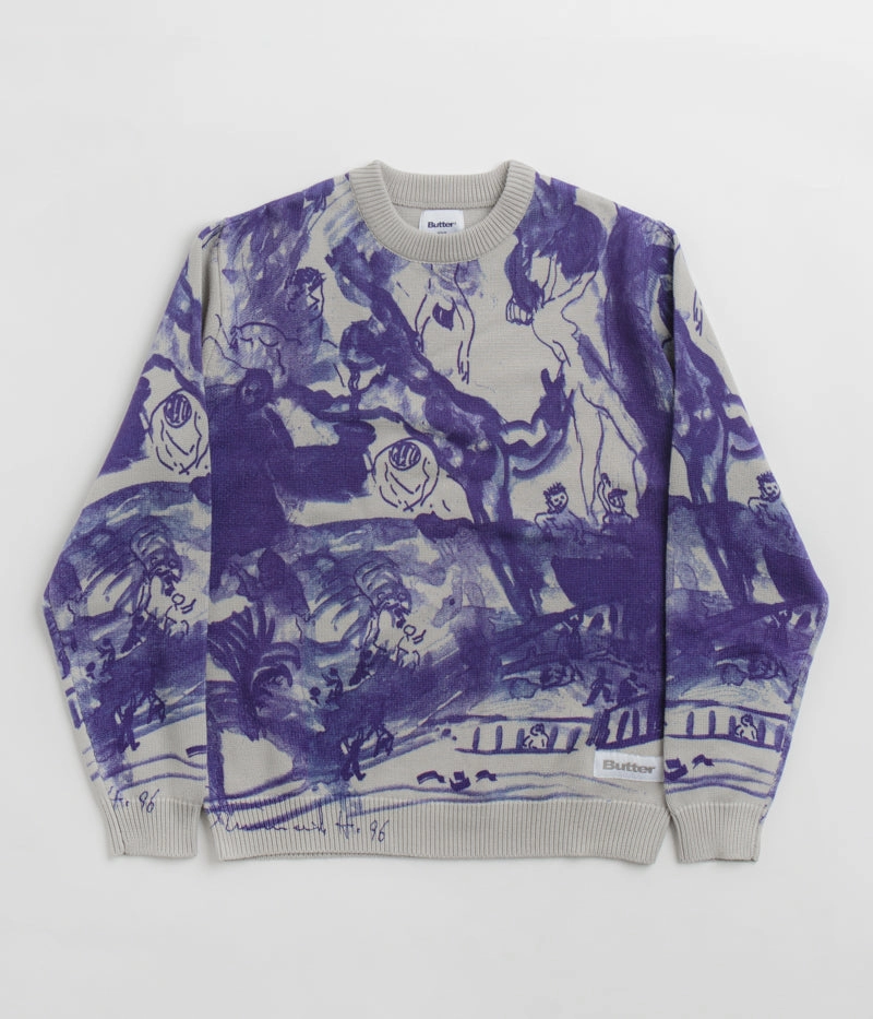 Butter Goods Davide Knit Sweatshirt - Grey non hooded aesthetic features