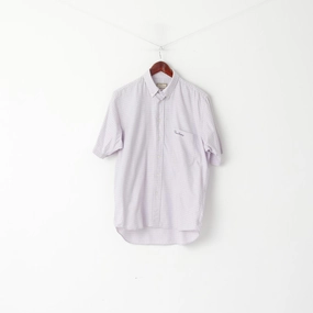 Thomas Burrbery Men M Casual Shirt Pink Check Cotton Short Sleeve Top Thermoregulating Fabric Versatile Style