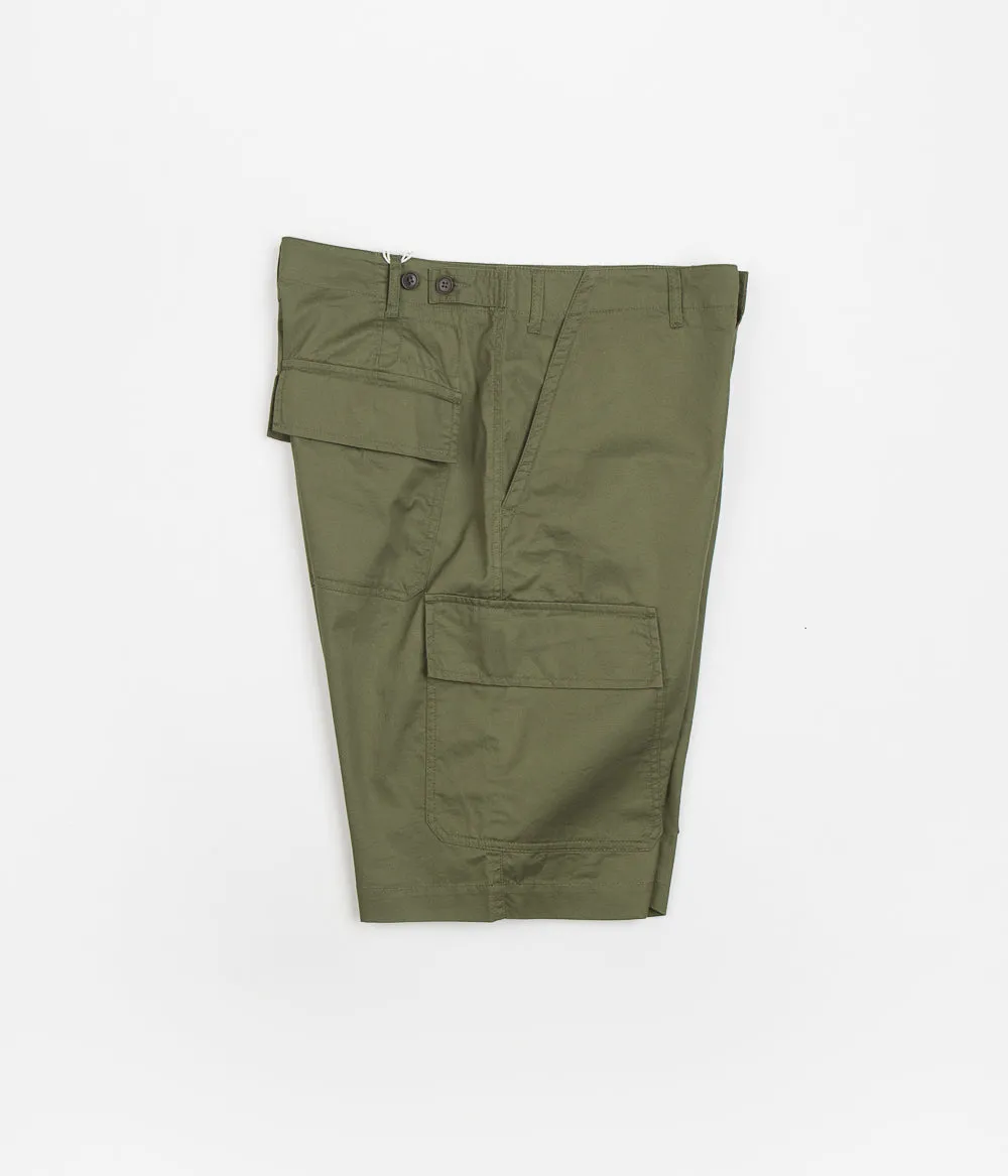 Universal Works MW Cargo Shorts - Olive Nylon Material