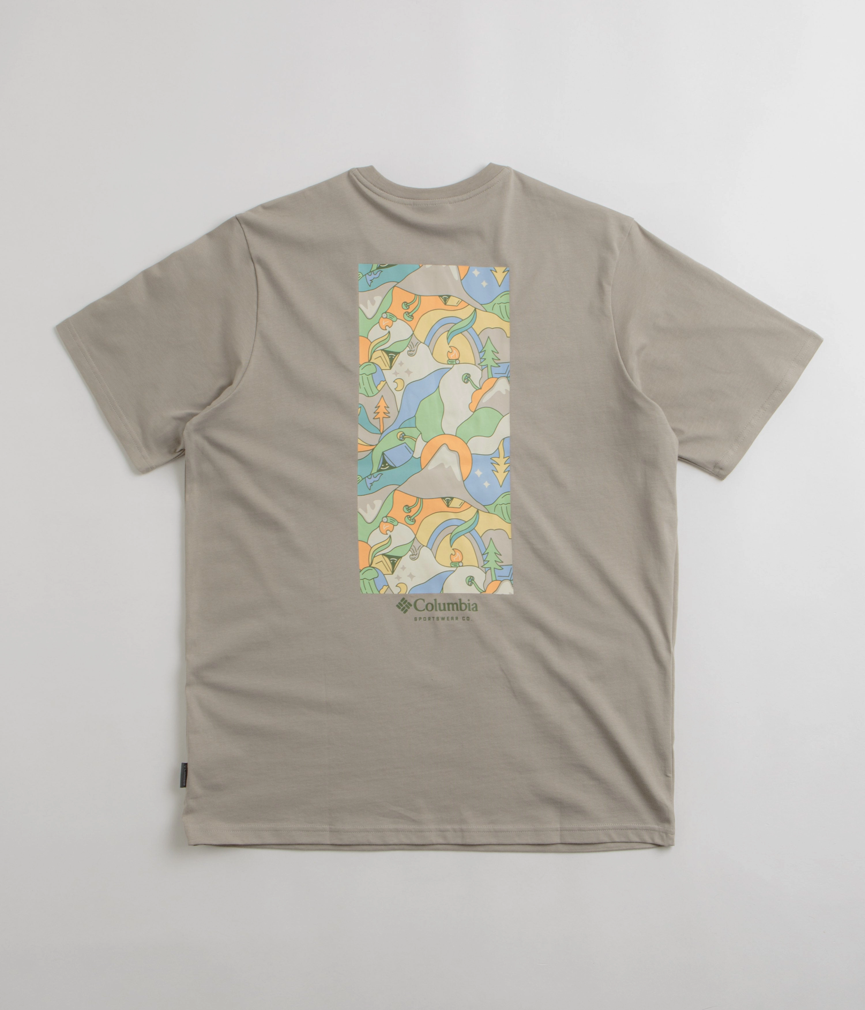 Essential Clothing Columbia Explorers Canyon Back T-Shirt - Flint Grey / Epicamp Graphic