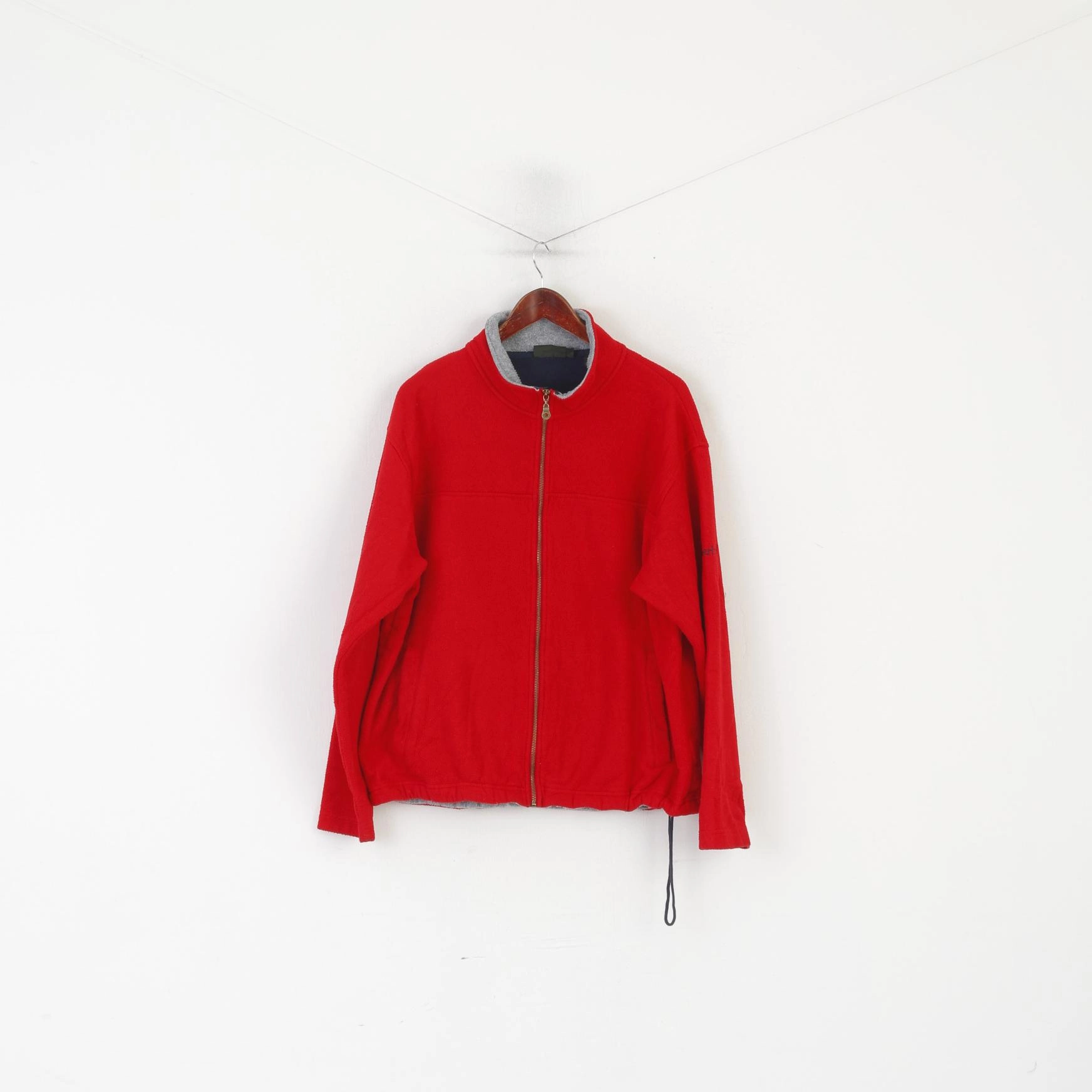 Effortless Wear product premium quality Timberland Men L Fleece Top Red Vintage Outdoor Zip Up Pockets Sweatshirt