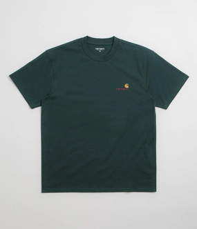 Carhartt American Script T-Shirt - Dark Fir Party fun Anti-static