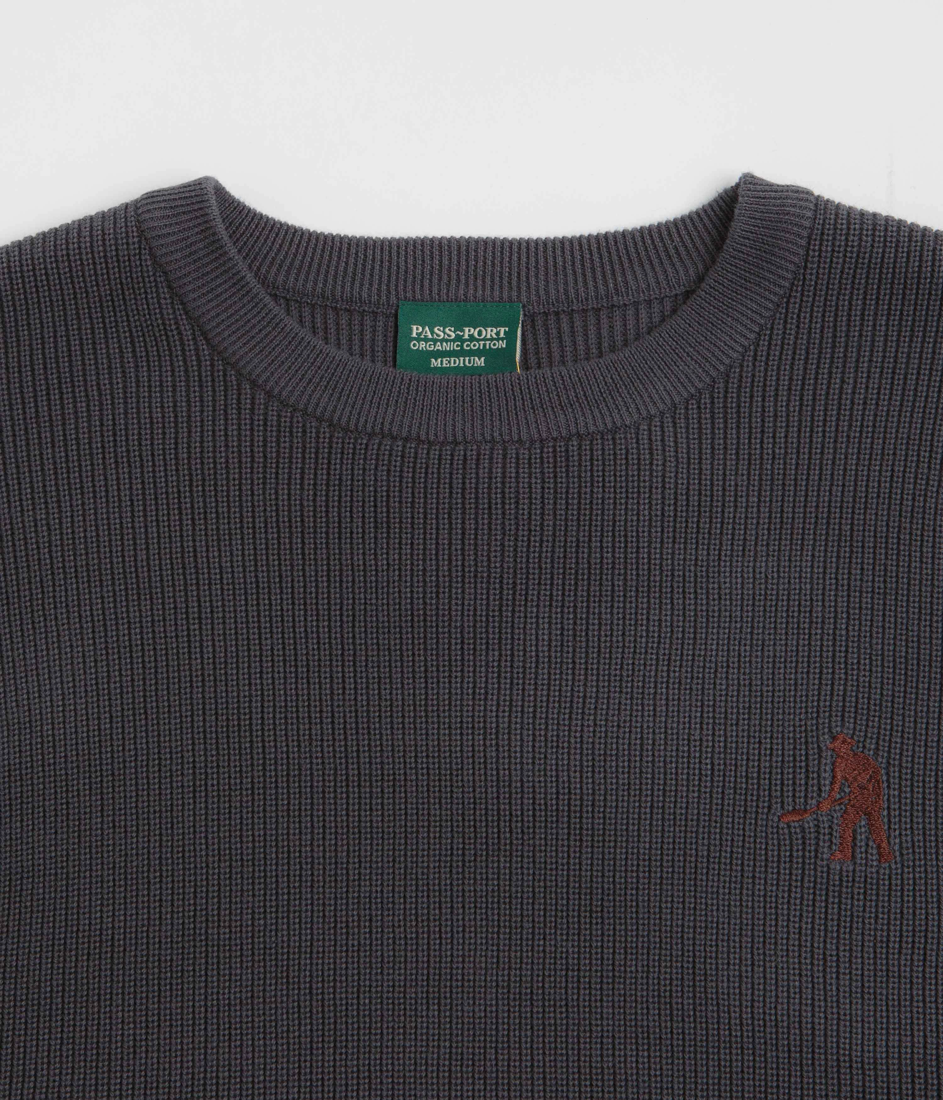 Pass Port Organic Cotton Stripe Knit Sweatshirt - Slate Geometric Print