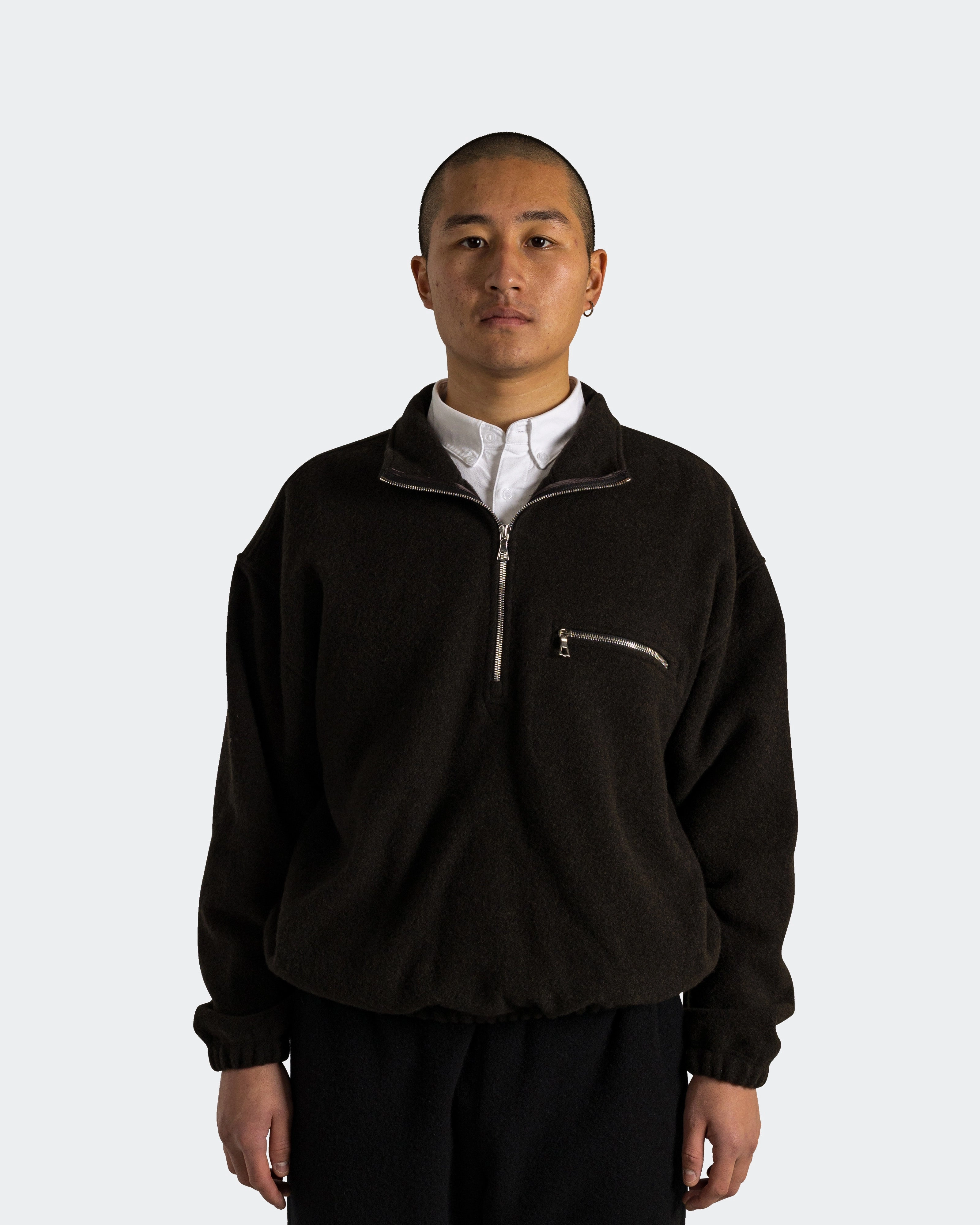 Polar Fleece Half Zip - Tourbe Natural Fleece side pocket Warm in winter