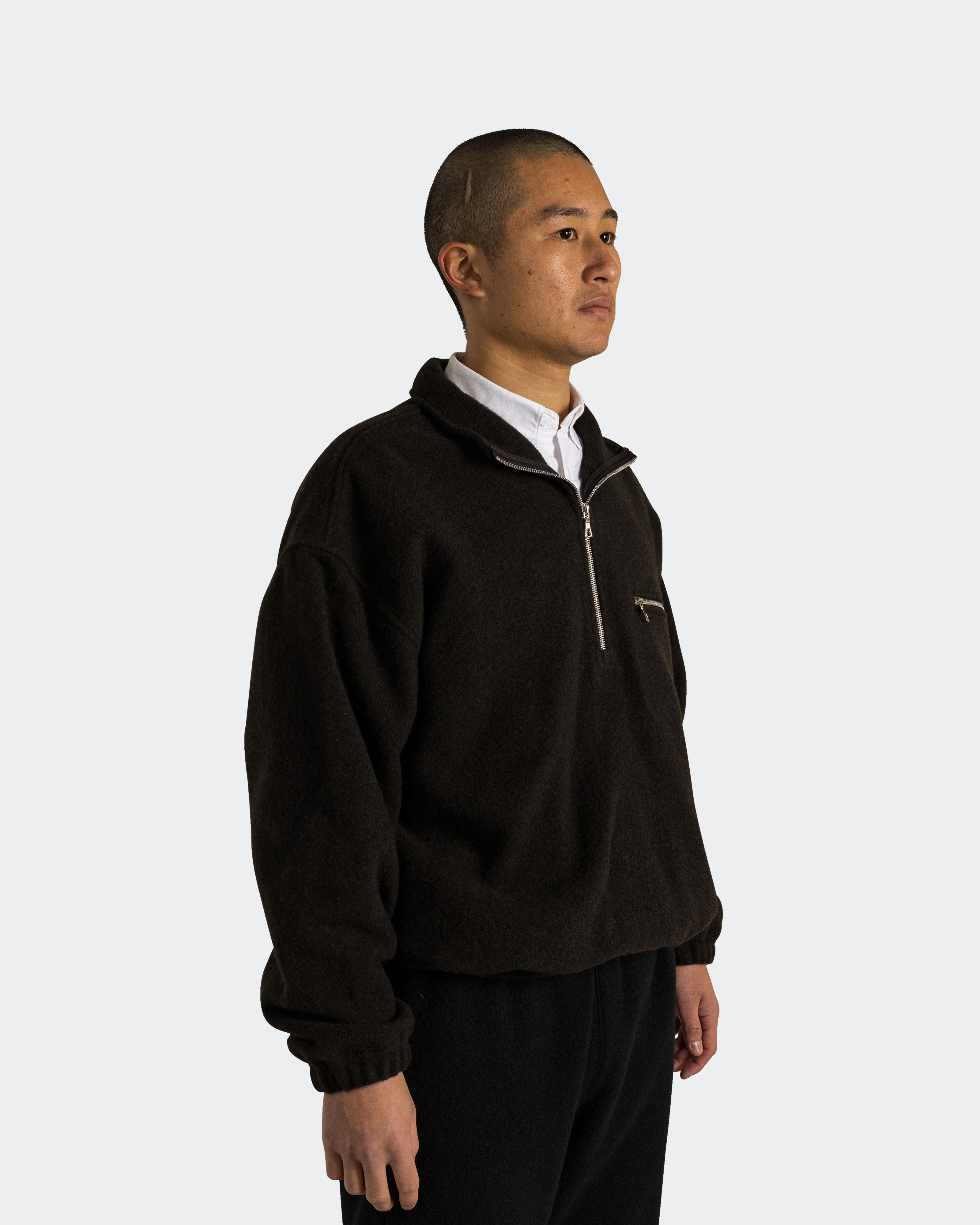 non hooded Versatile Outfit Polar Fleece Half Zip - Tourbe Natural Fleece