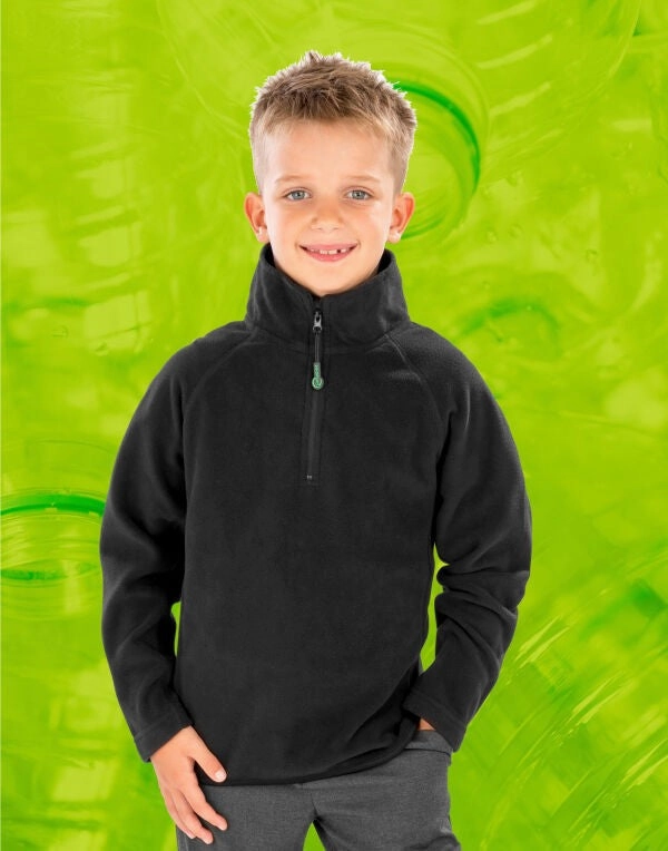 Weekend Comfort Gear Cozy Look Genuine Recycled Kids Zip Neck Microfleece | BLACK