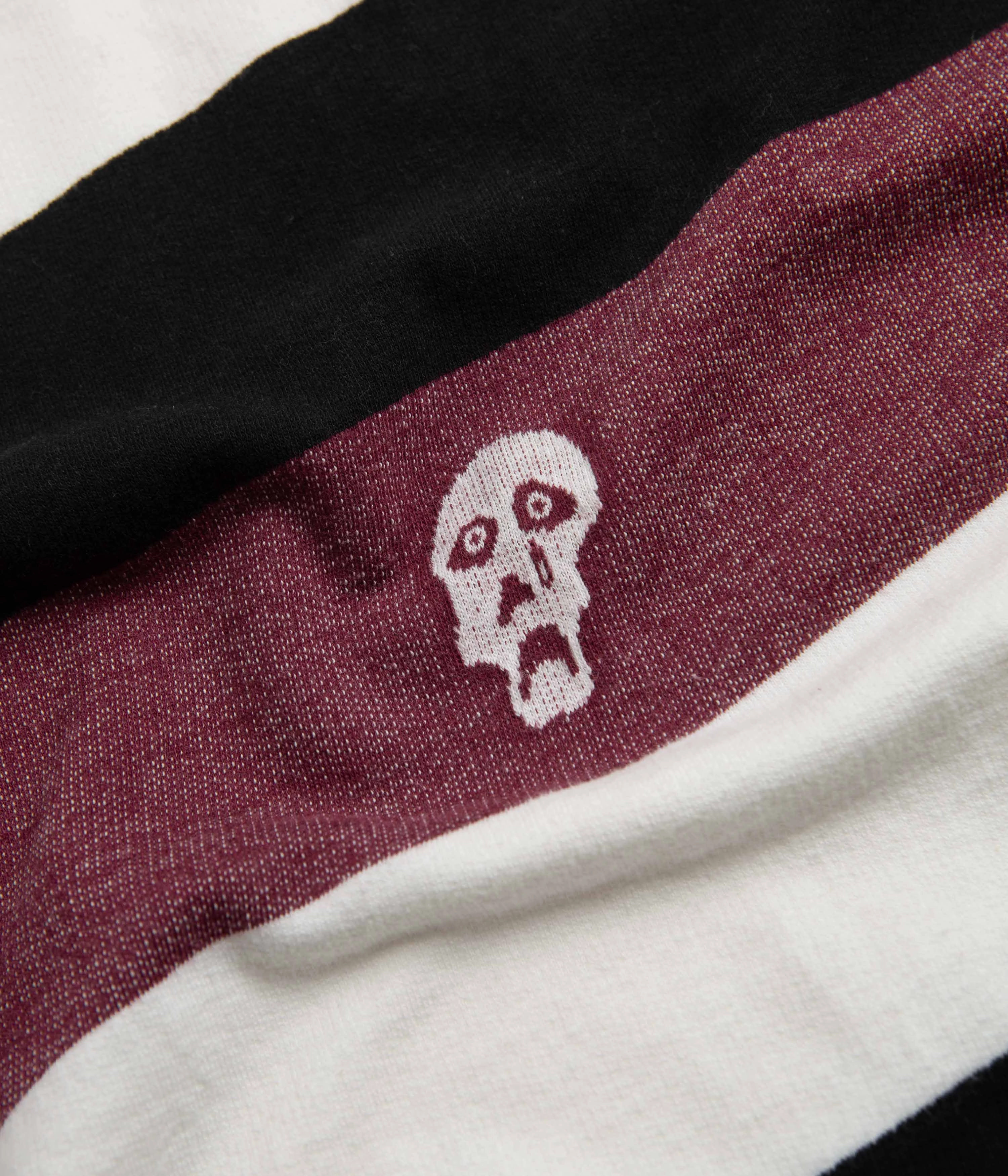Tired Sad Skull Striped Jacquard T-Shirt - Burgundy Fashion-Forward Fit Slim Silhouette