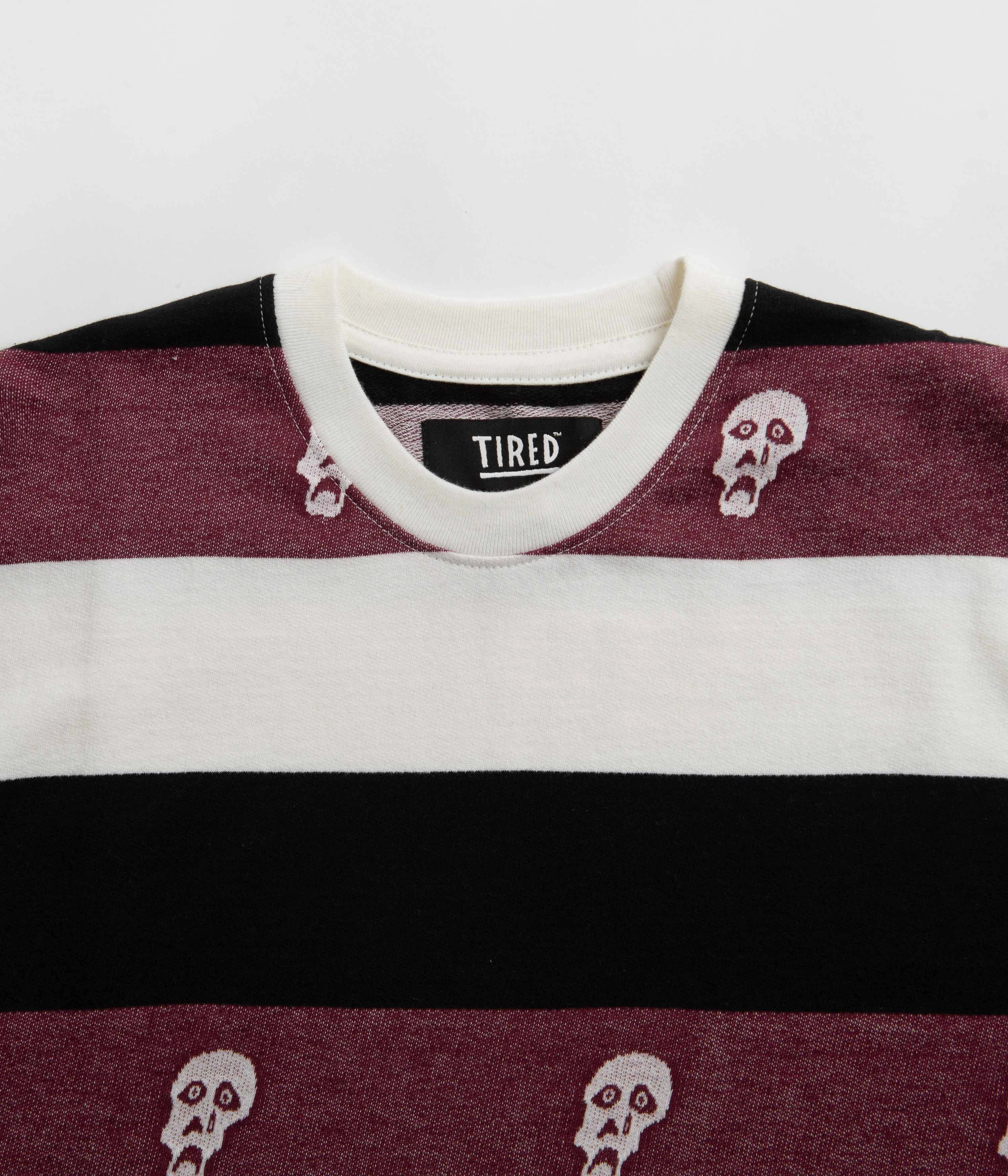 Breathable apparel NoSideSeams Tired Sad Skull Striped Jacquard T-Shirt - Burgundy