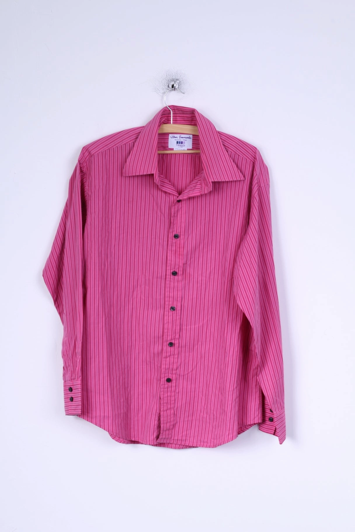 Winter Essentials TM Lewin Mens 17 34.5 L Casual Shirt Pink Striped Rovereto Fitted Cotton