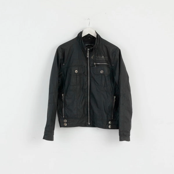 Bandana Zip-up Tom Tompson Womens M Jacket Black Biker Sporting Full Zipper Was Cotton Top