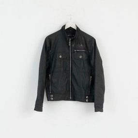 Bandana Zip-up Tom Tompson Womens M Jacket Black Biker Sporting Full Zipper Was Cotton Top