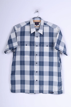 Abrasion Resistant Edges Tommy Hilfiger Jeans Mens S Casual Shirt Check Blue Short Sleeve Summer