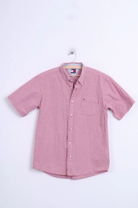 Tommy Hilfiger Mens XL Casual Shirt White Check Button Down Collar Smooth Seam Finish