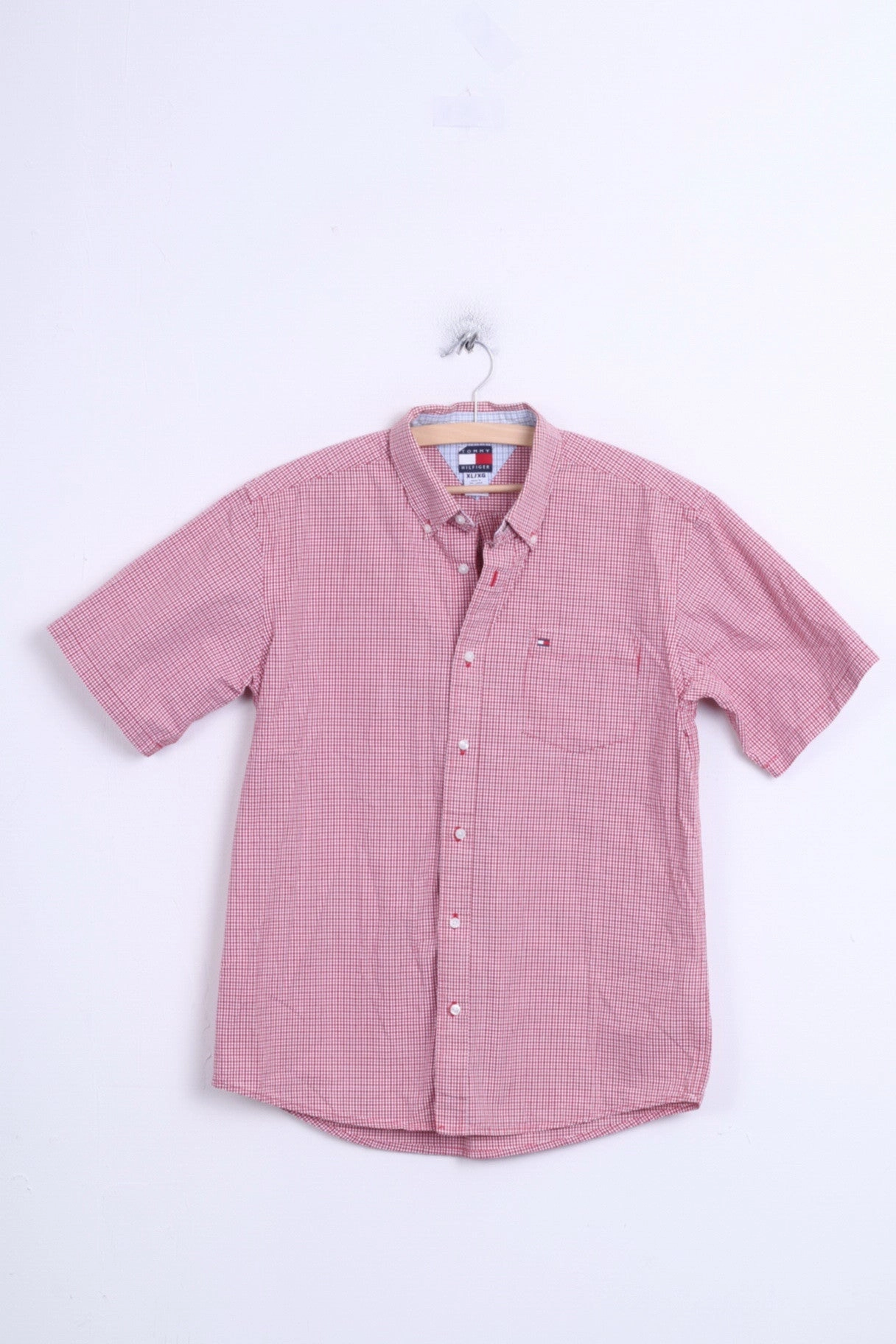 Tommy Hilfiger Mens XL Casual Shirt White Check Button Down Collar Smooth Seam Finish