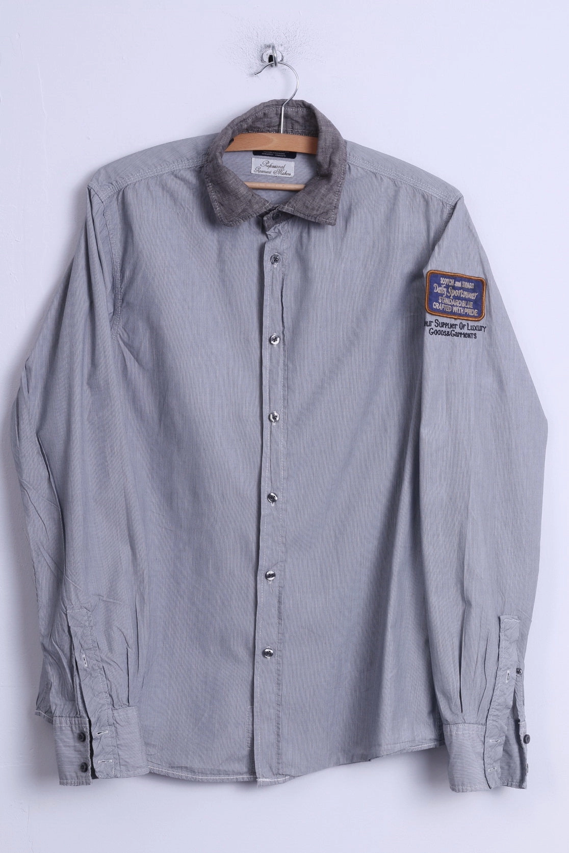 Scotch & Soda Mens L Casual Shirt Grey Cotton Daily Sportswear Light Long Sleeve All day wearability
