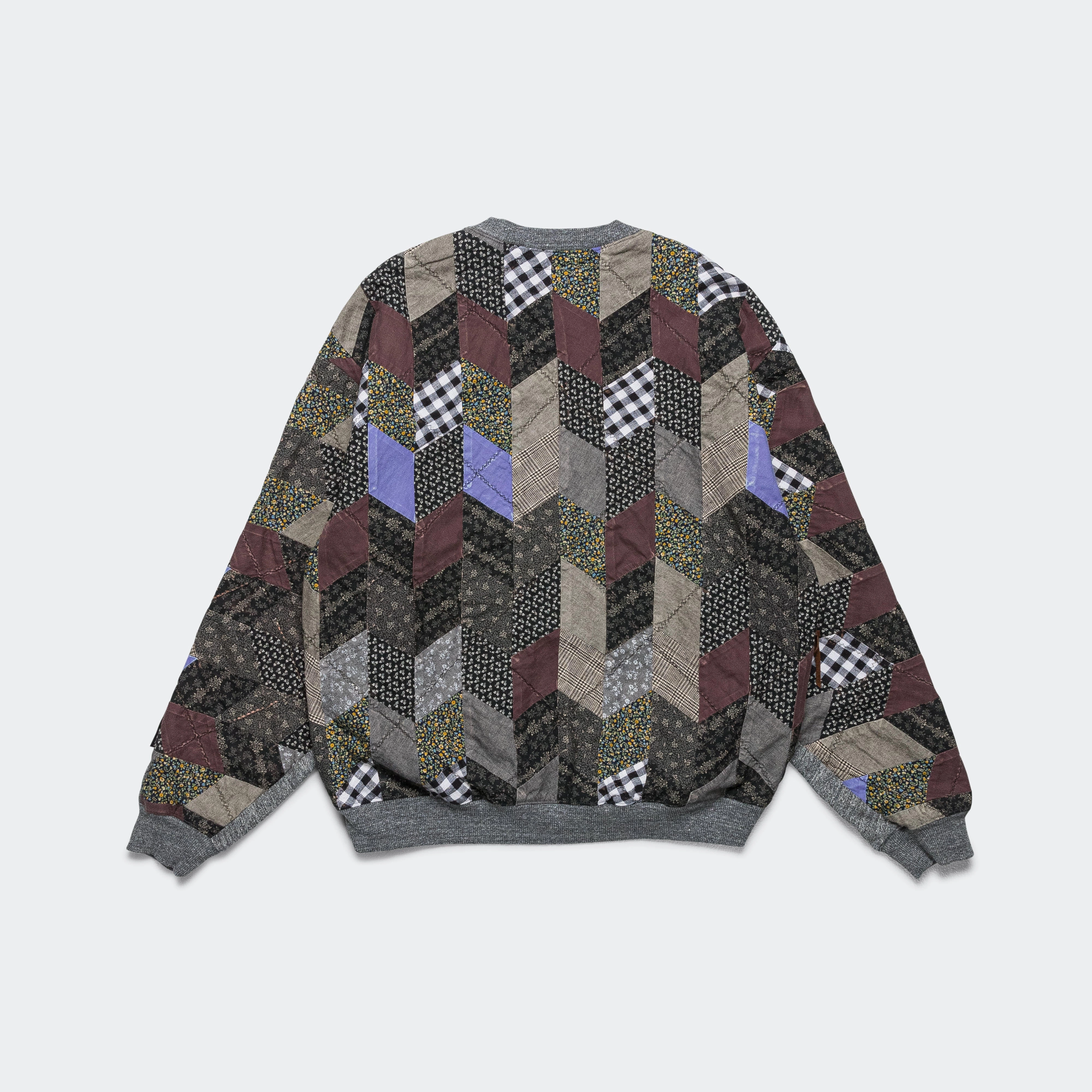 right for beach trips TOP SWT Knit x YABANE Quilt 2TONES BIG SWT - Charcoal/Black