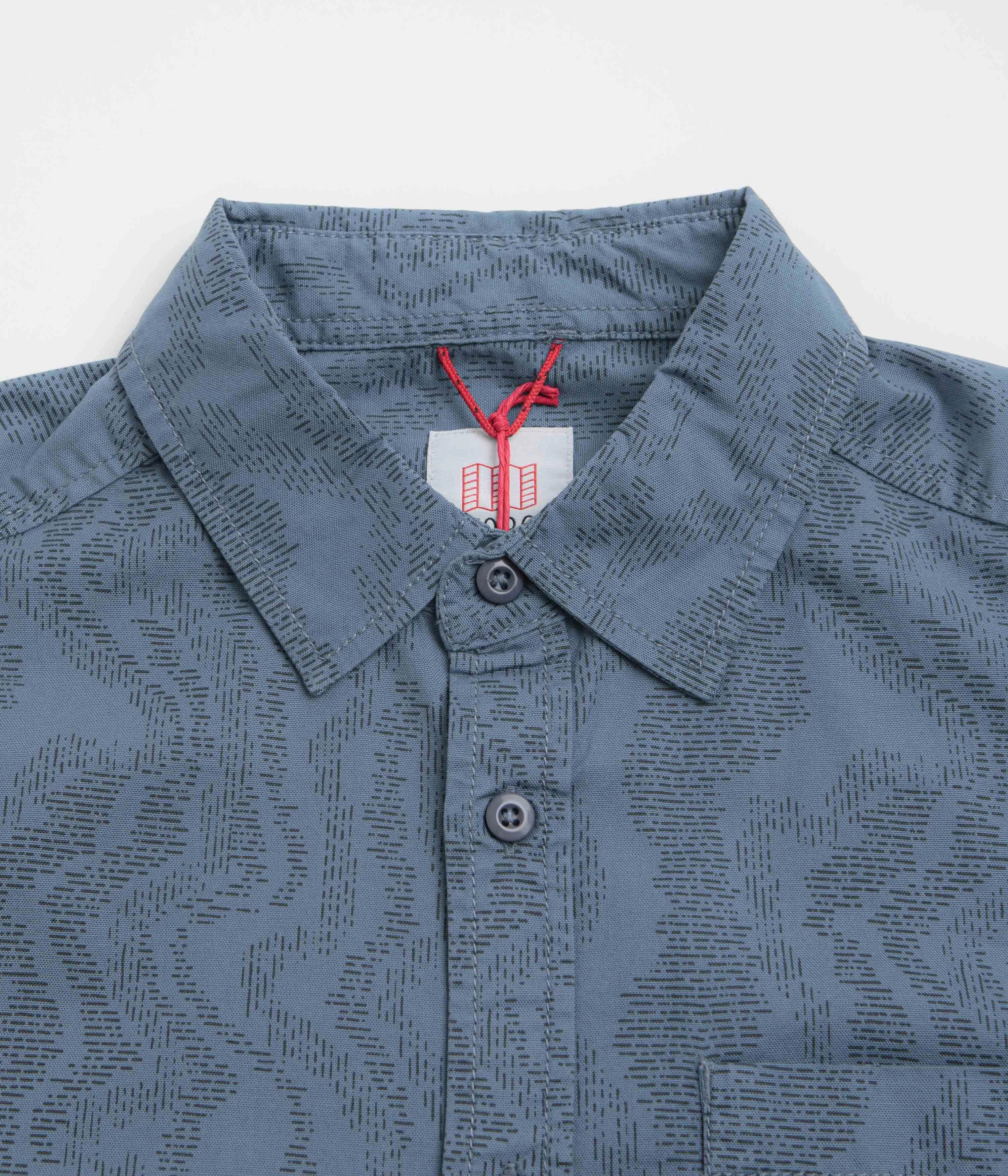 Contrast Stitch Daytime Look Topo Designs Dirt Desert Short Sleeve Shirt - Stone Blue River Bed