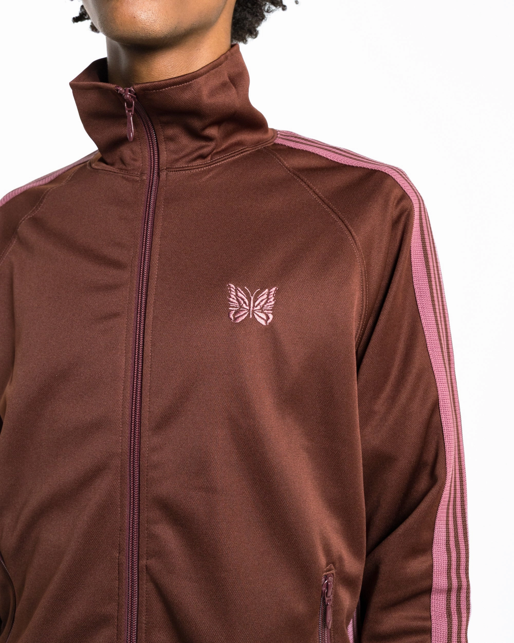 Track Jacket - Brown Poly Smooth Reinforced Shoulder Protection