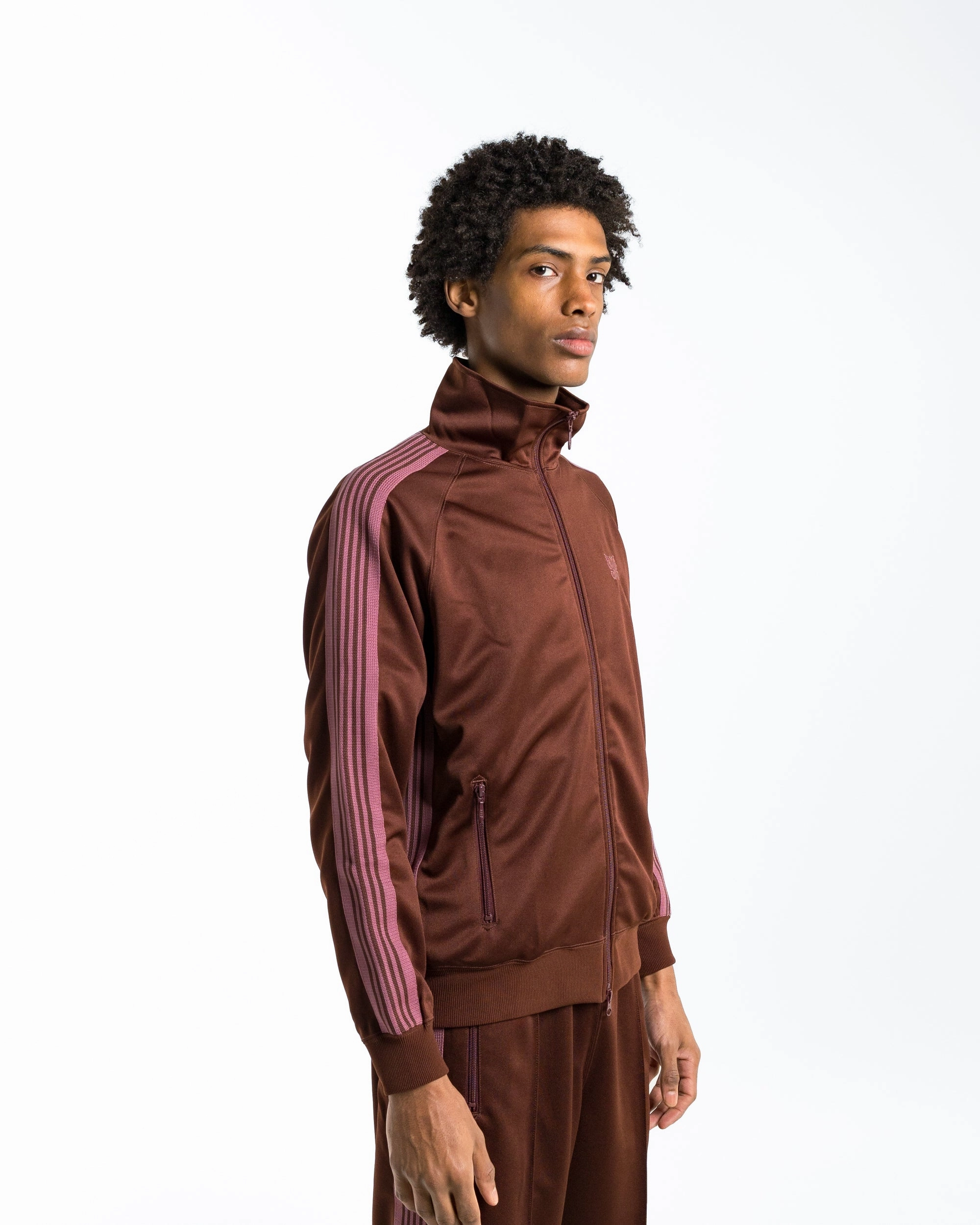 Track Jacket - Brown Poly Smooth Contemporary Fit waterproof construction