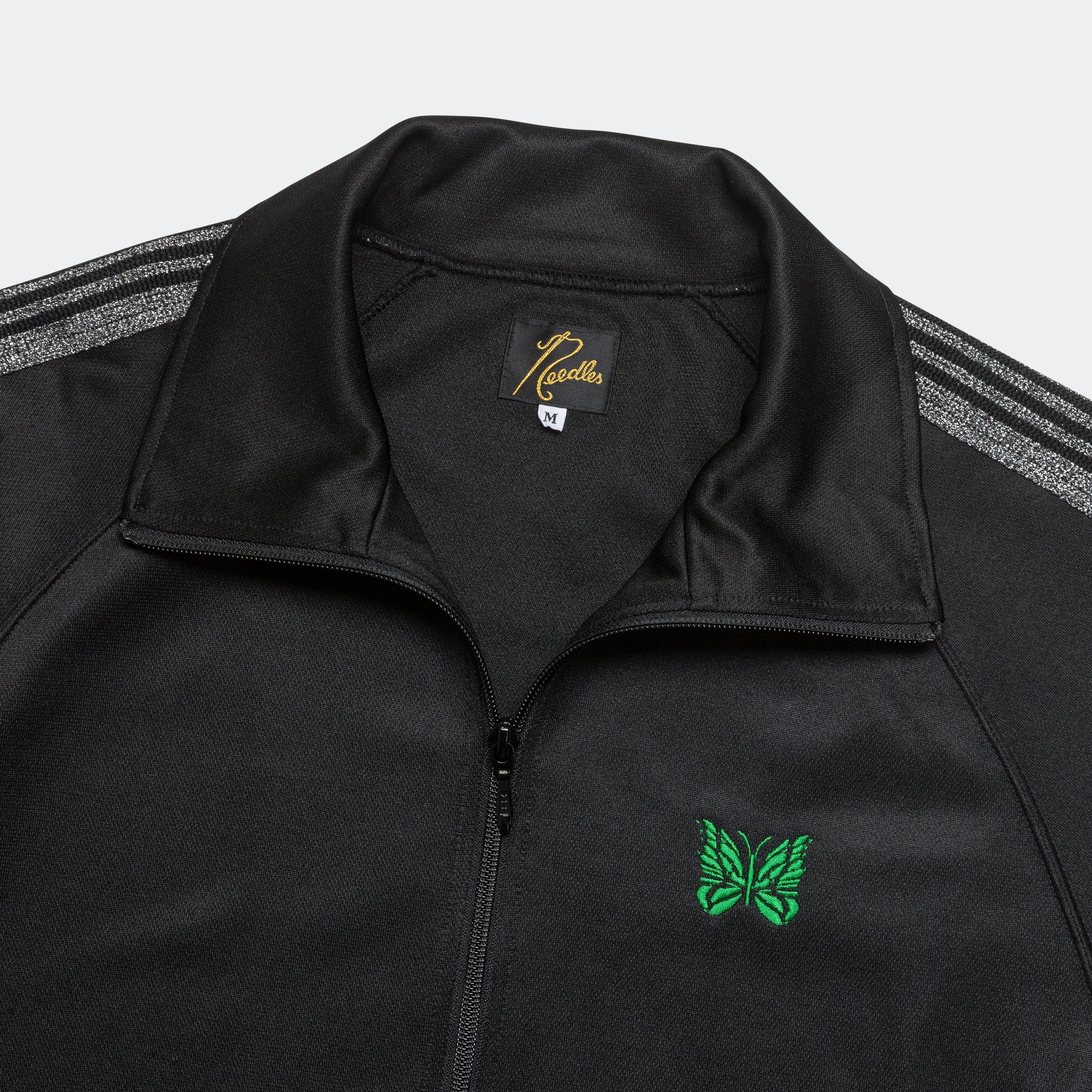 Street Look Track Jacket x UP THERE - Black/Silver Poly Smooth