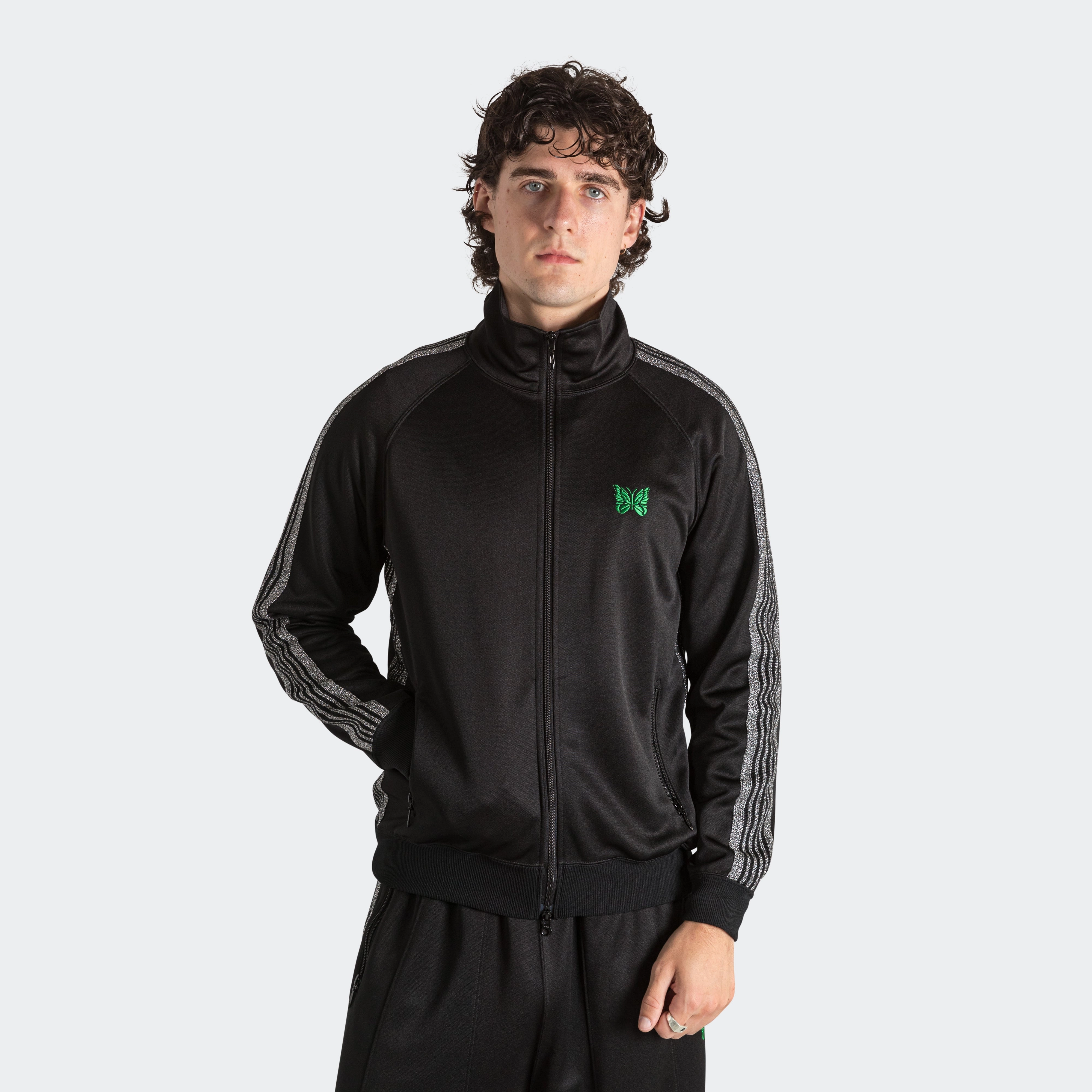 Track Jacket x UP THERE - Black/Silver Poly Smooth Sustainable