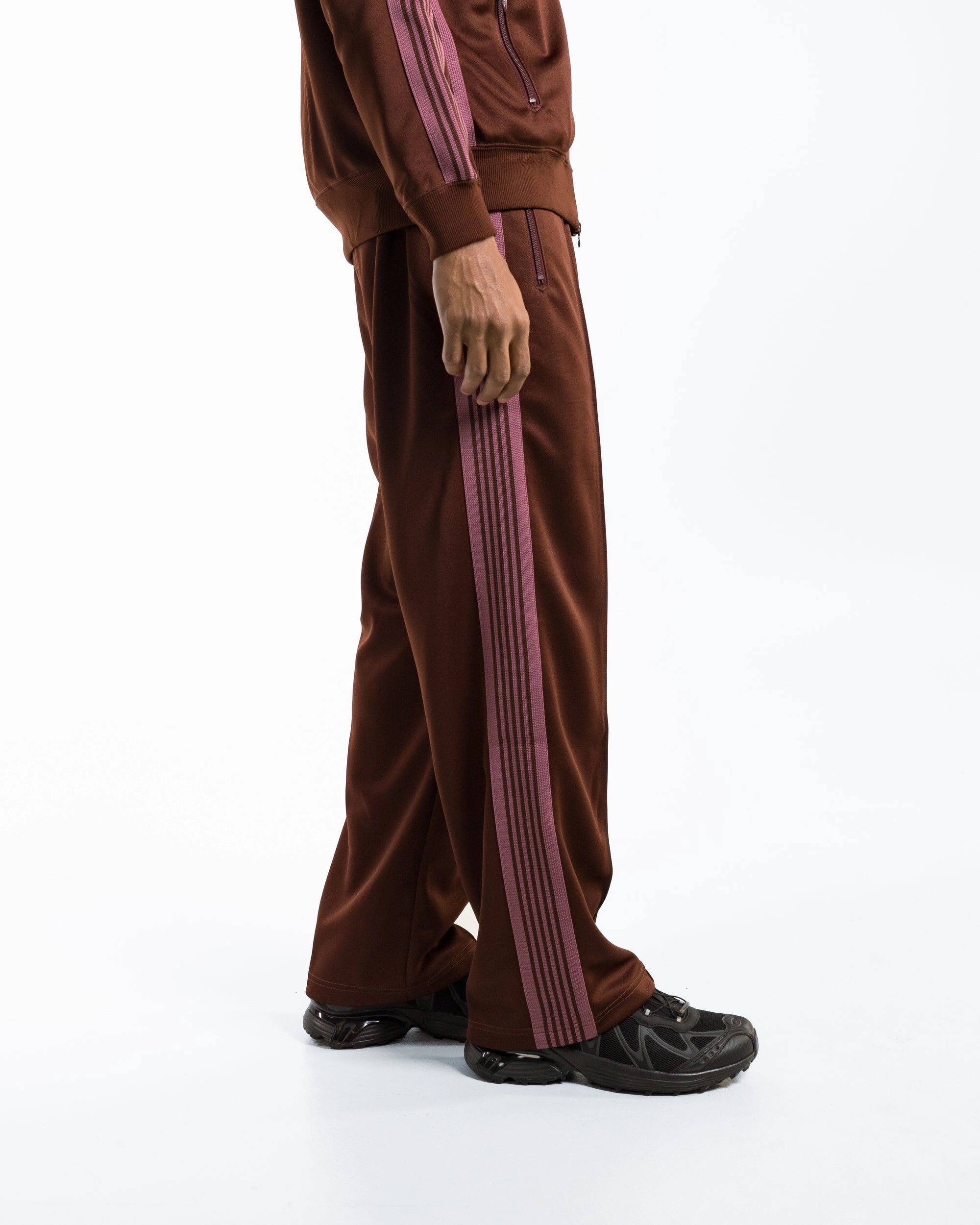 Track Pant - Brown Poly Smooth smooth zipper