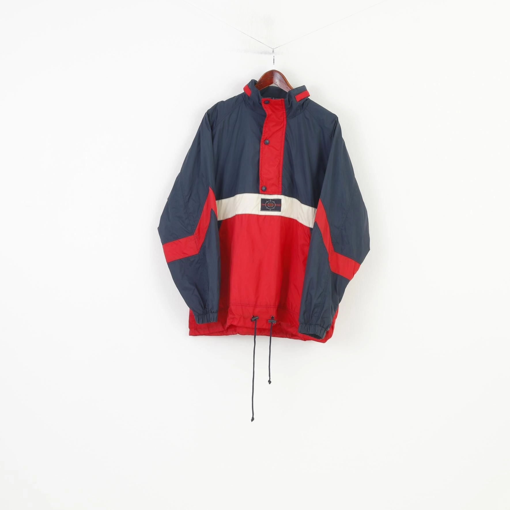 Light Shell Marcel Clair Men L Jacket Zip Neck Vintage Polyamid Red Navigation Graphic Hood Top