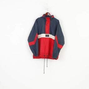 Light Shell Marcel Clair Men L Jacket Zip Neck Vintage Polyamid Red Navigation Graphic Hood Top