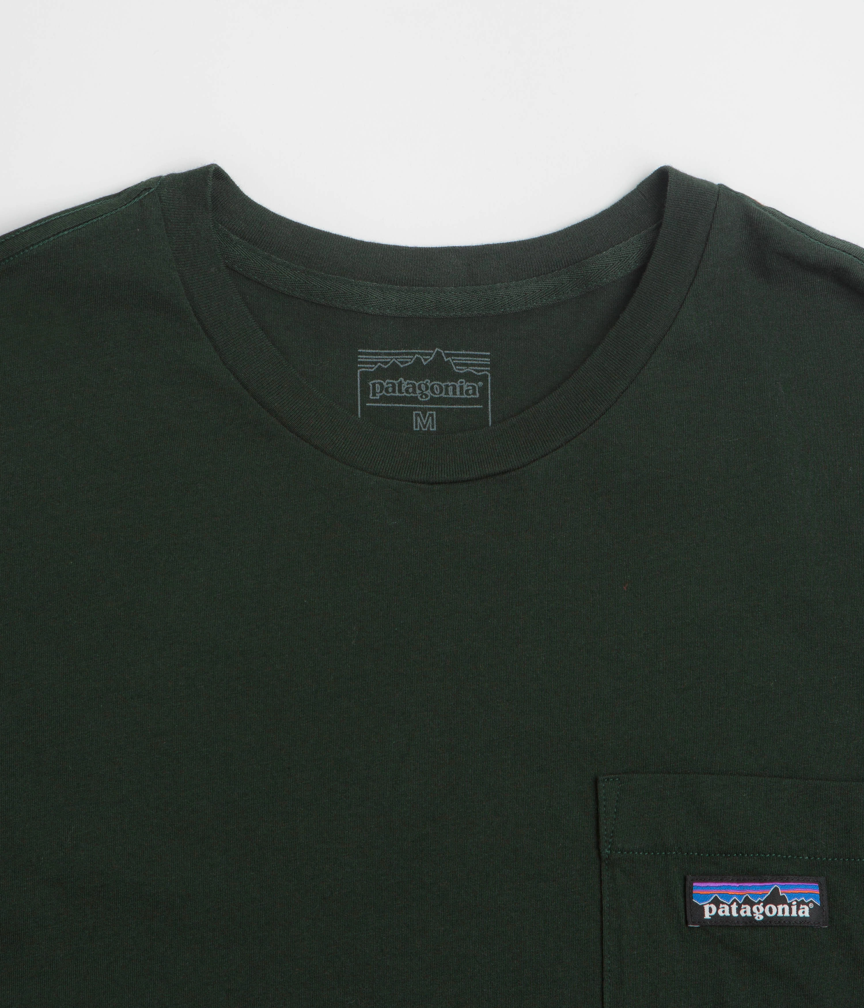 Flexible Neckband Patagonia Daily Pocket T-Shirt - Old Growth Green