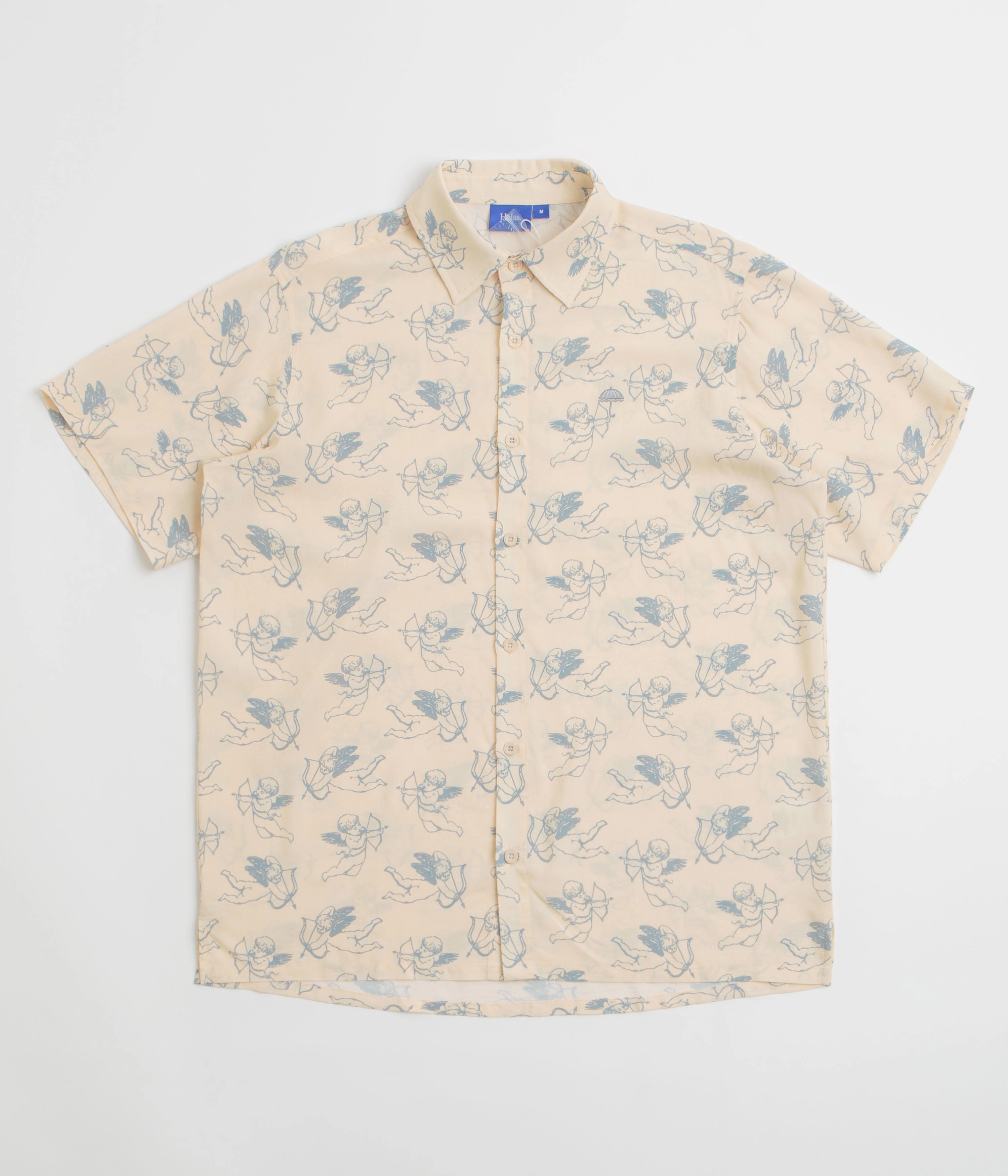 Helas Angels Short Sleeve Shirt - Beige Casual Elegance V-neck style