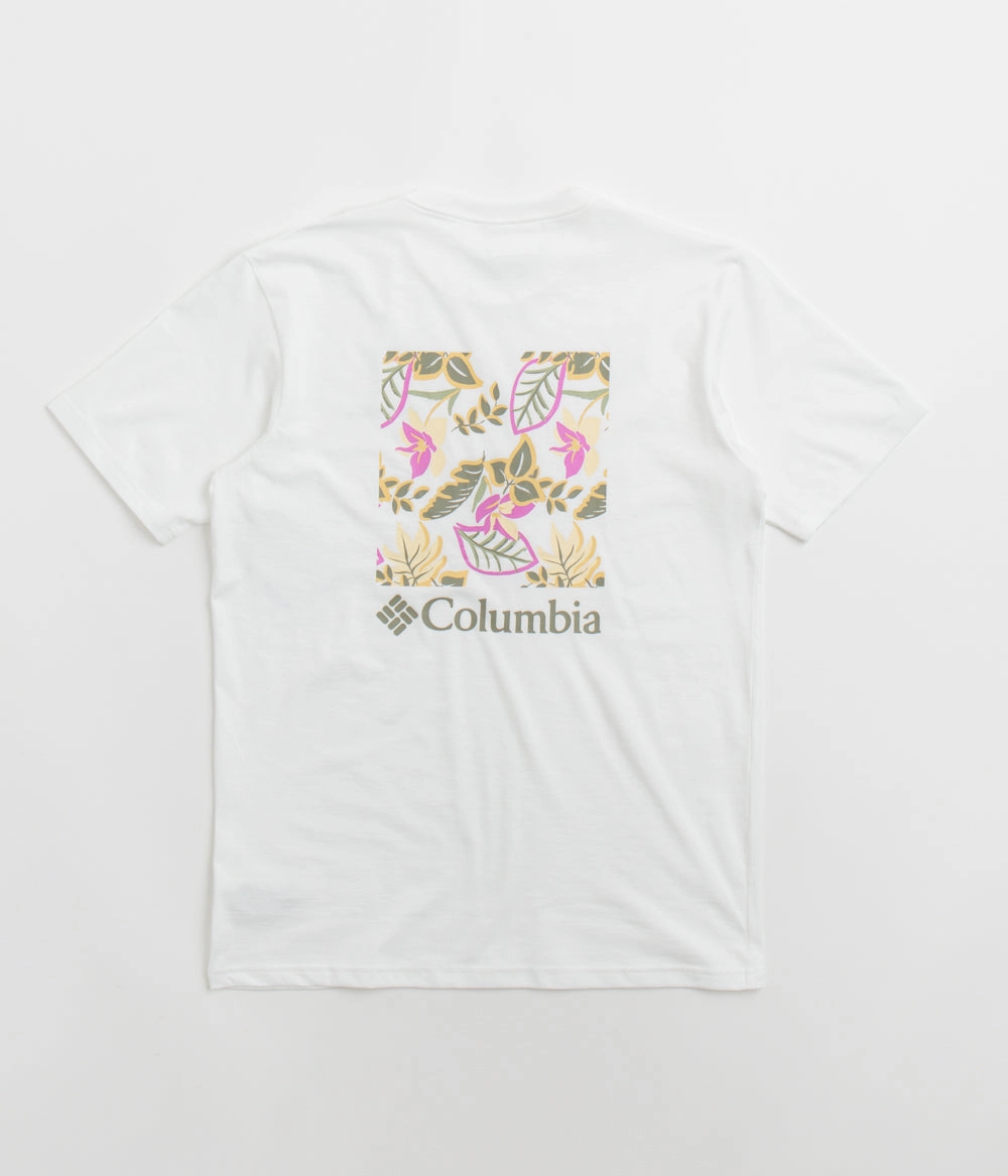 easy to pair Columbia North Cascades T-Shirt - White / Pasteled Framed