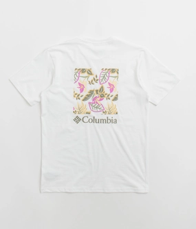 easy to pair Columbia North Cascades T-Shirt - White / Pasteled Framed