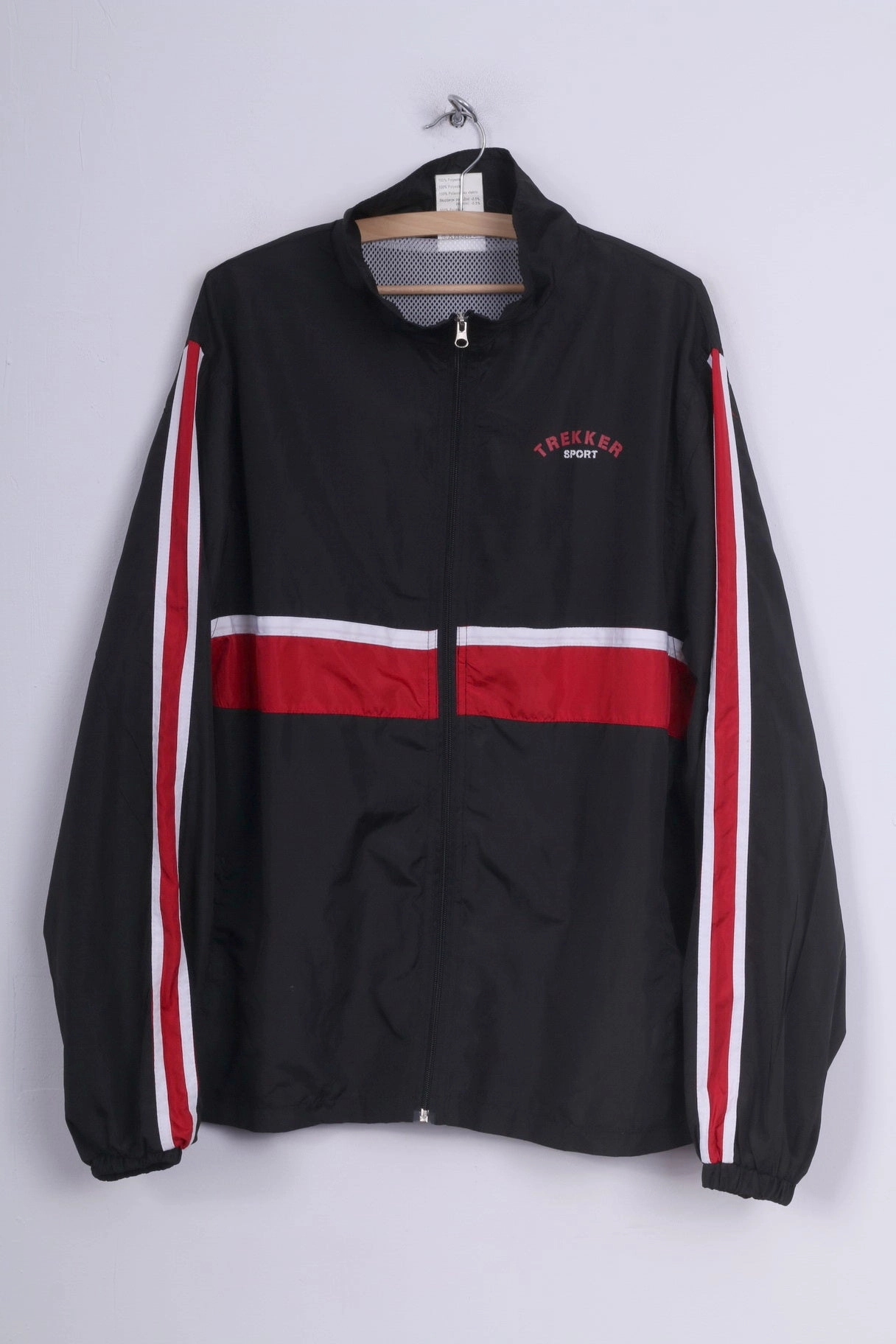 High Collar Style Tradition Trekker Sport Mens XL Lightweight Jacket Black Sportswear Full Zipper Vintage