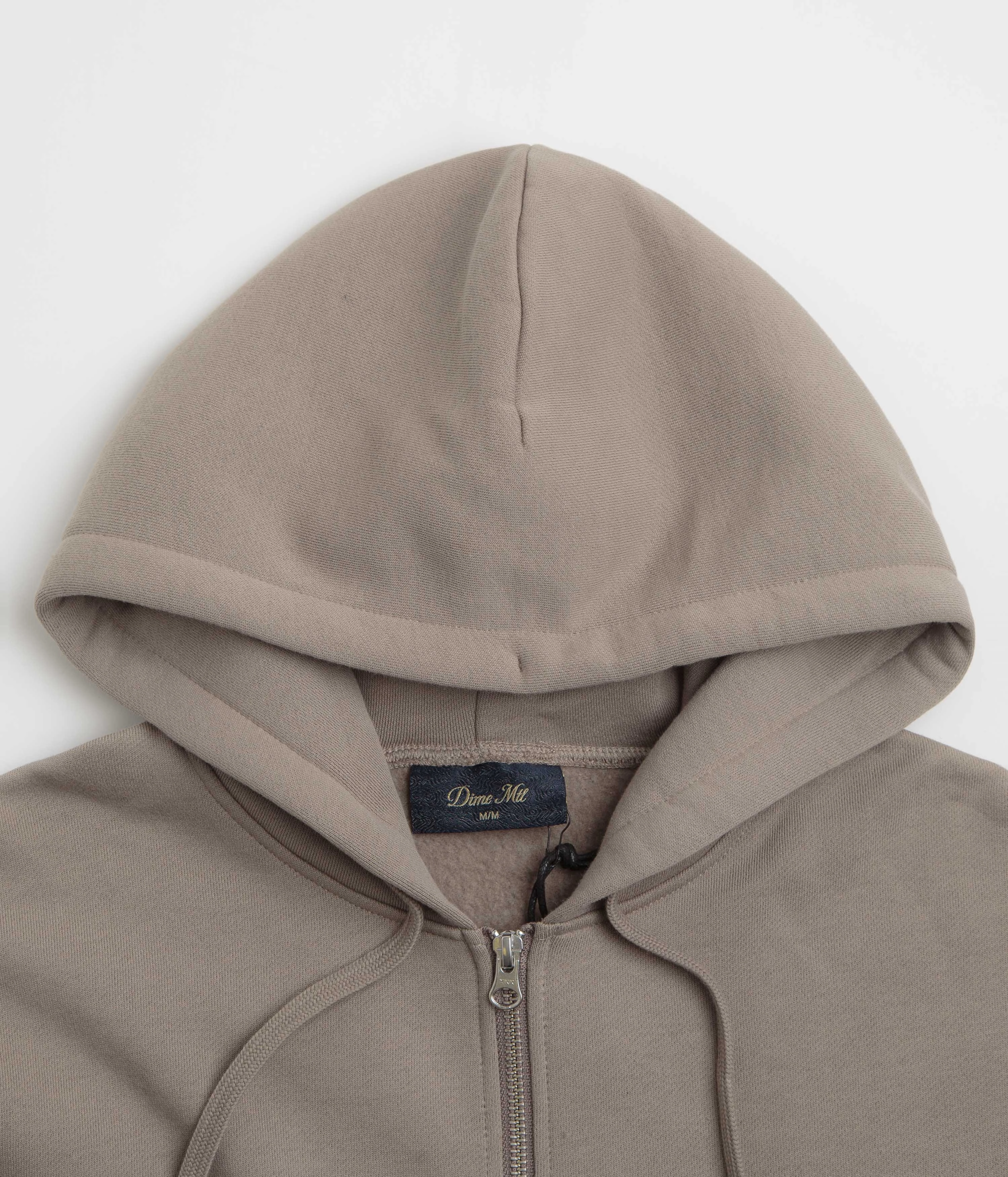 Moose like Dime Cursive Small Logo Full Zip Hoodie - Driftwood