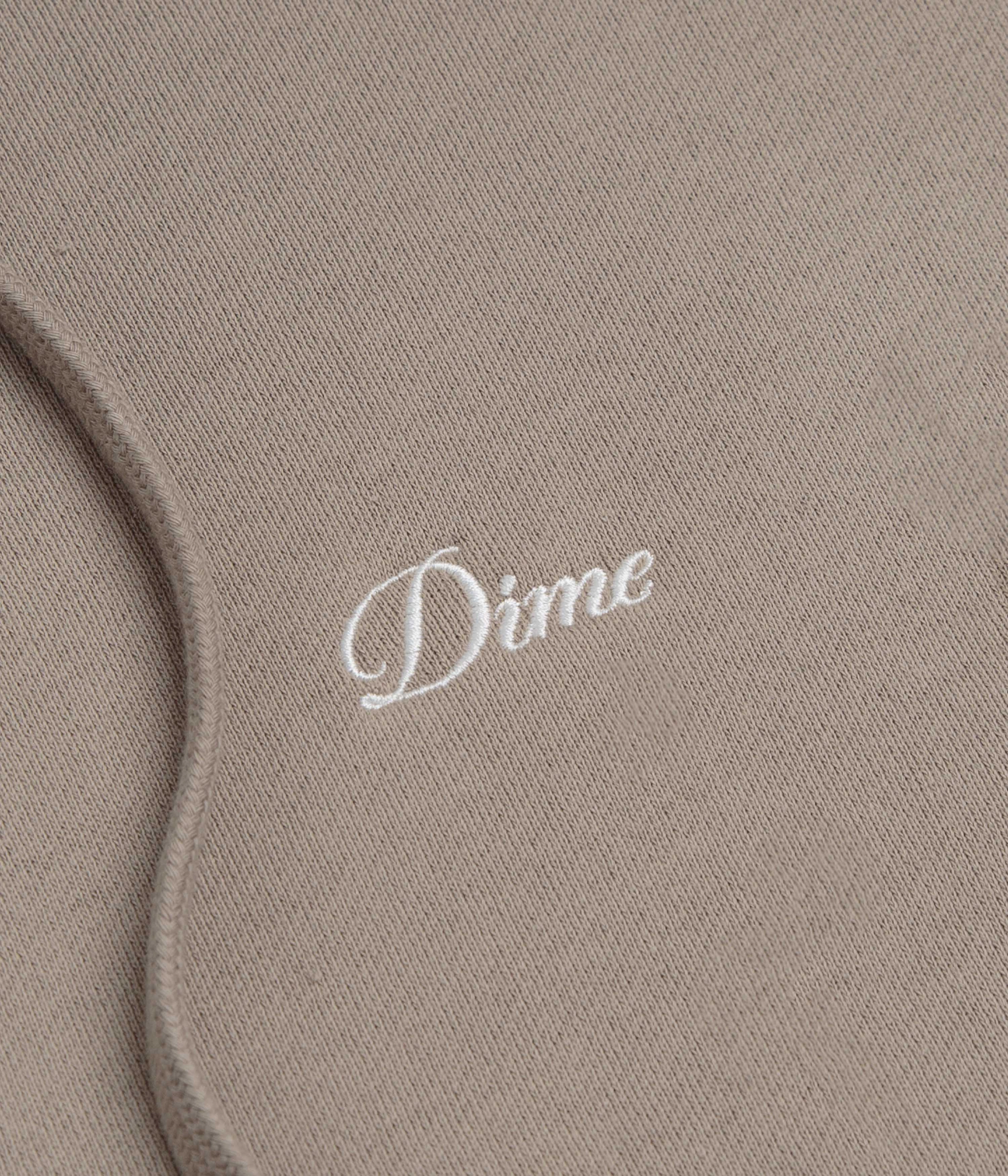 YKK Zipper Spring clothing Dime Cursive Small Logo Full Zip Hoodie - Driftwood