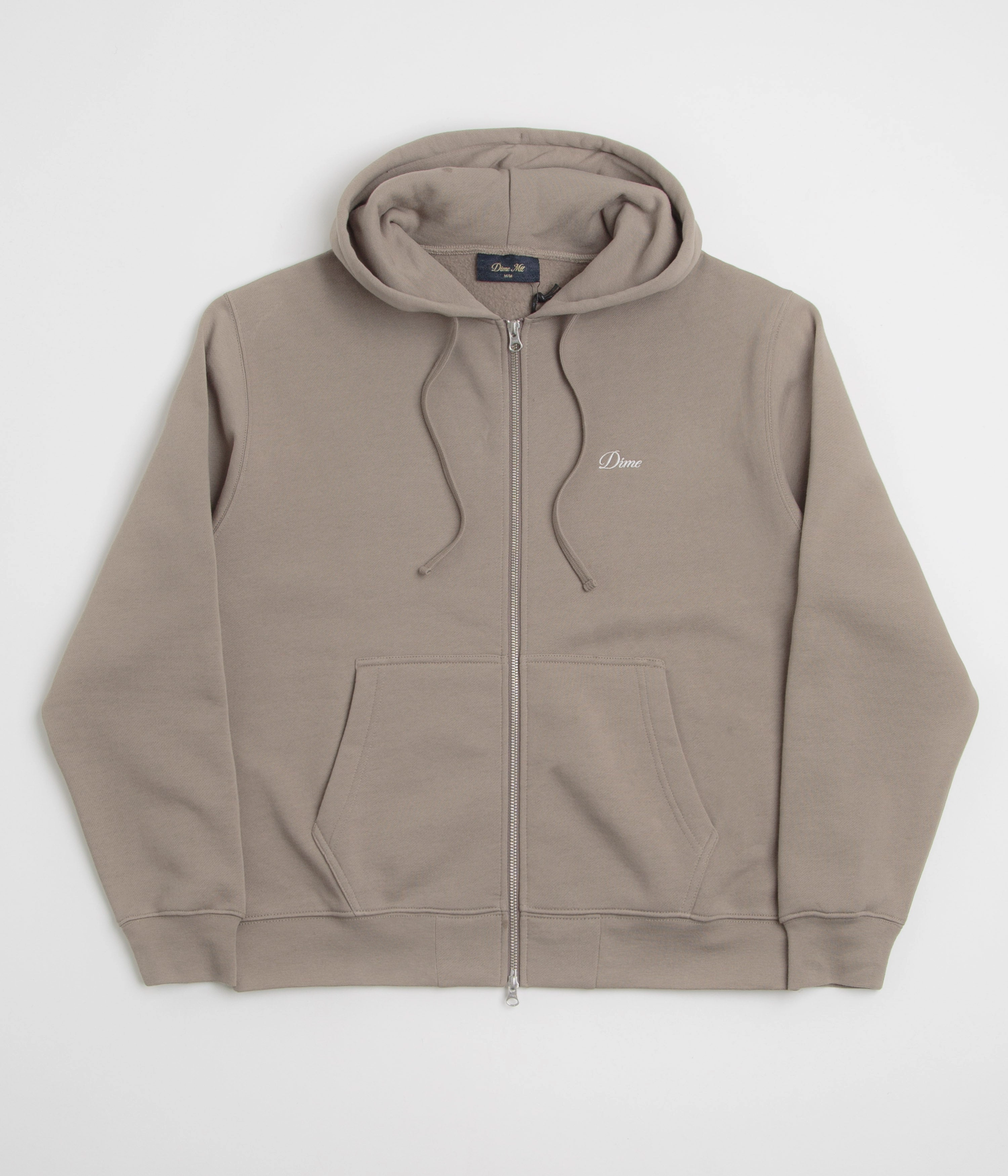 Dime Cursive Small Logo Full Zip Hoodie - Driftwood Gothic style