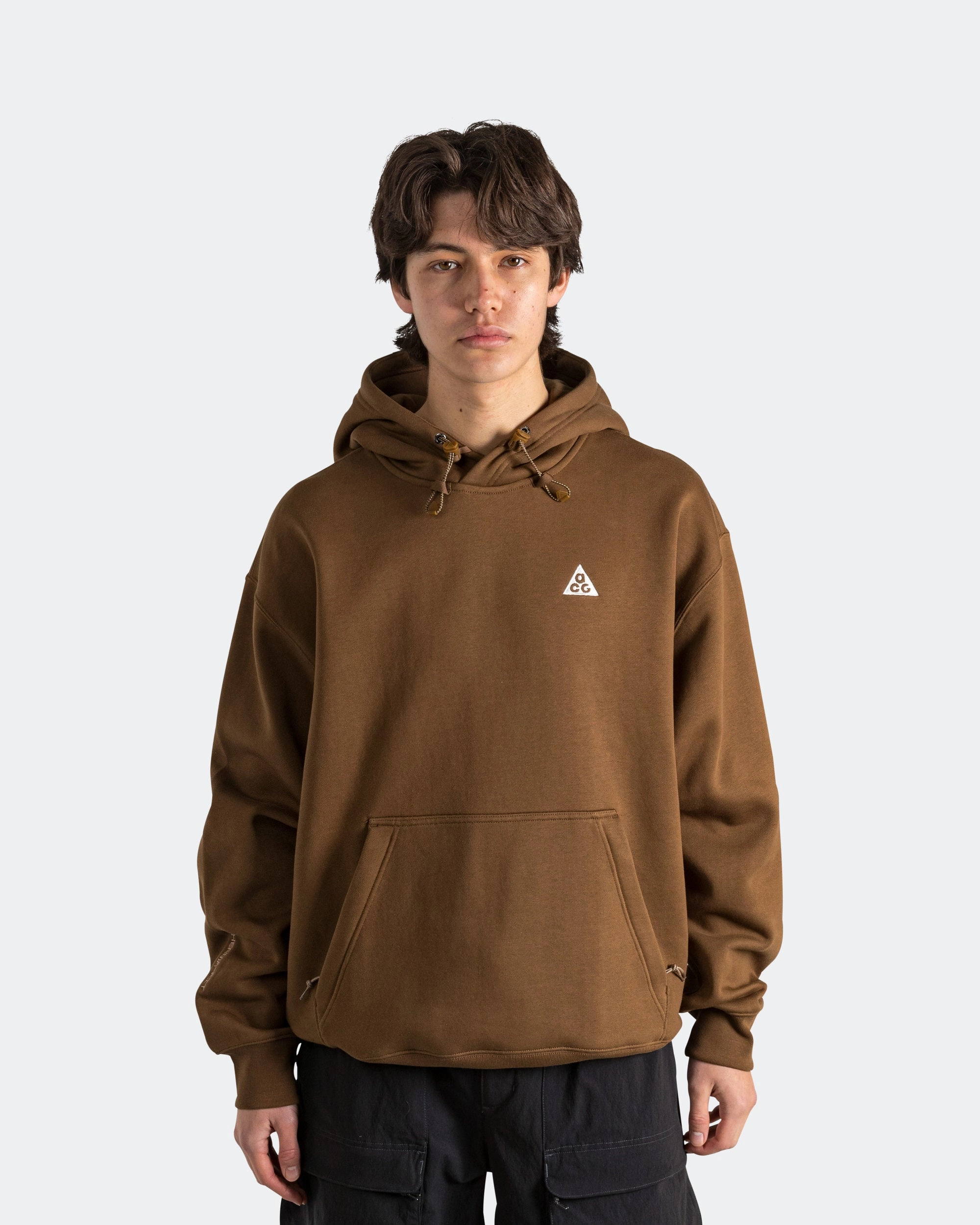 packable Core Relaxed Therma-FIT Tuff Fleece Hoody - Mosswood Brown/Lt Khaki-Summit White