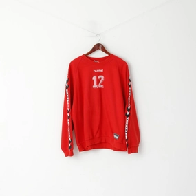 Hummel Men XL Sweatshirt Red Cotton #12 Sportswear Pullover Training Top Active Wear
