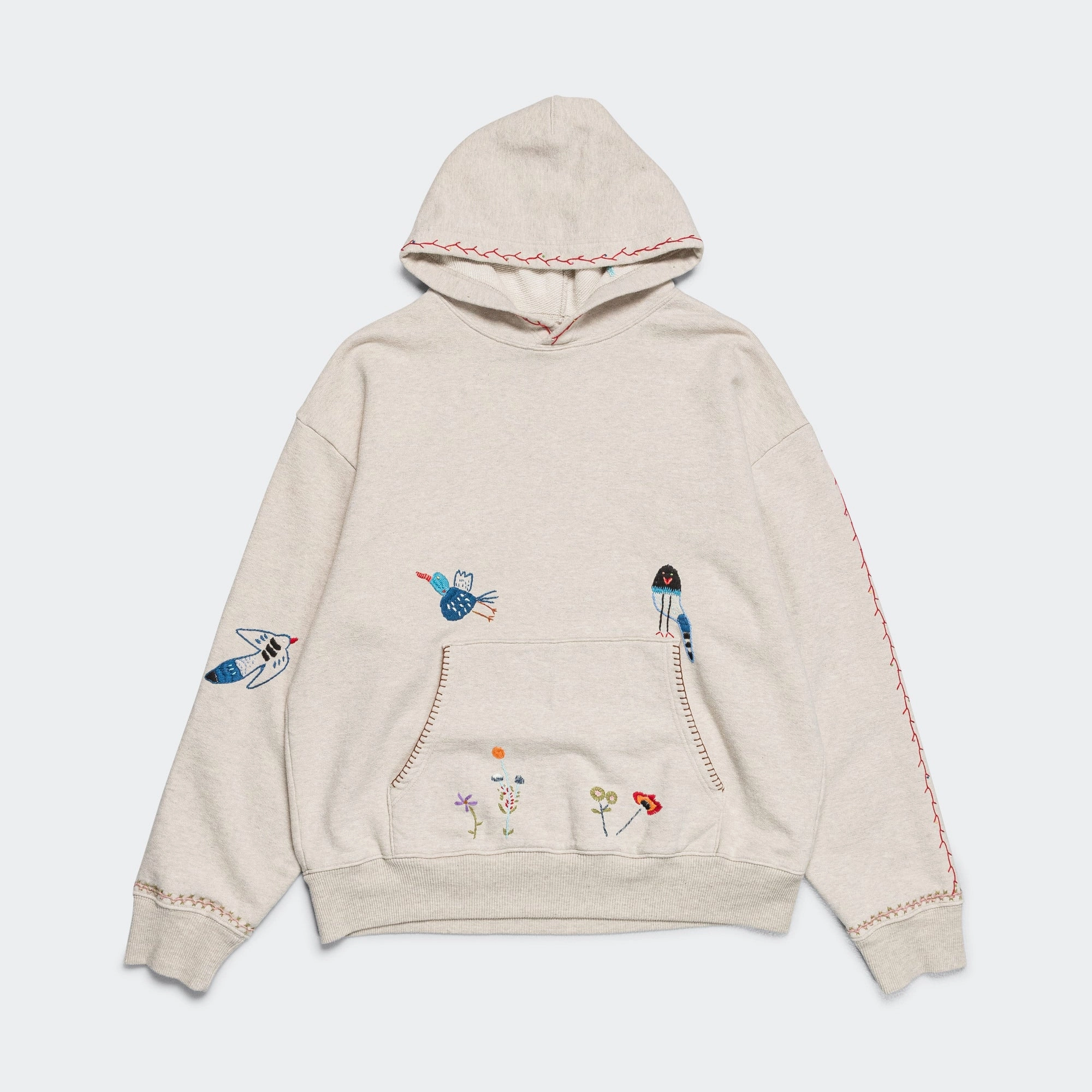 gemstone accents Vacation Style TOP SWT Knit Hoodie (MAGPIE) - Ecru