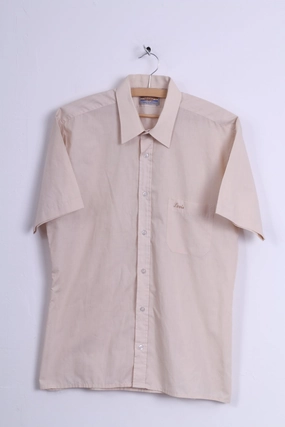 Levis Mens 16 41 S Casual Shirt Beige Cotton Short Sleeve High-End Look