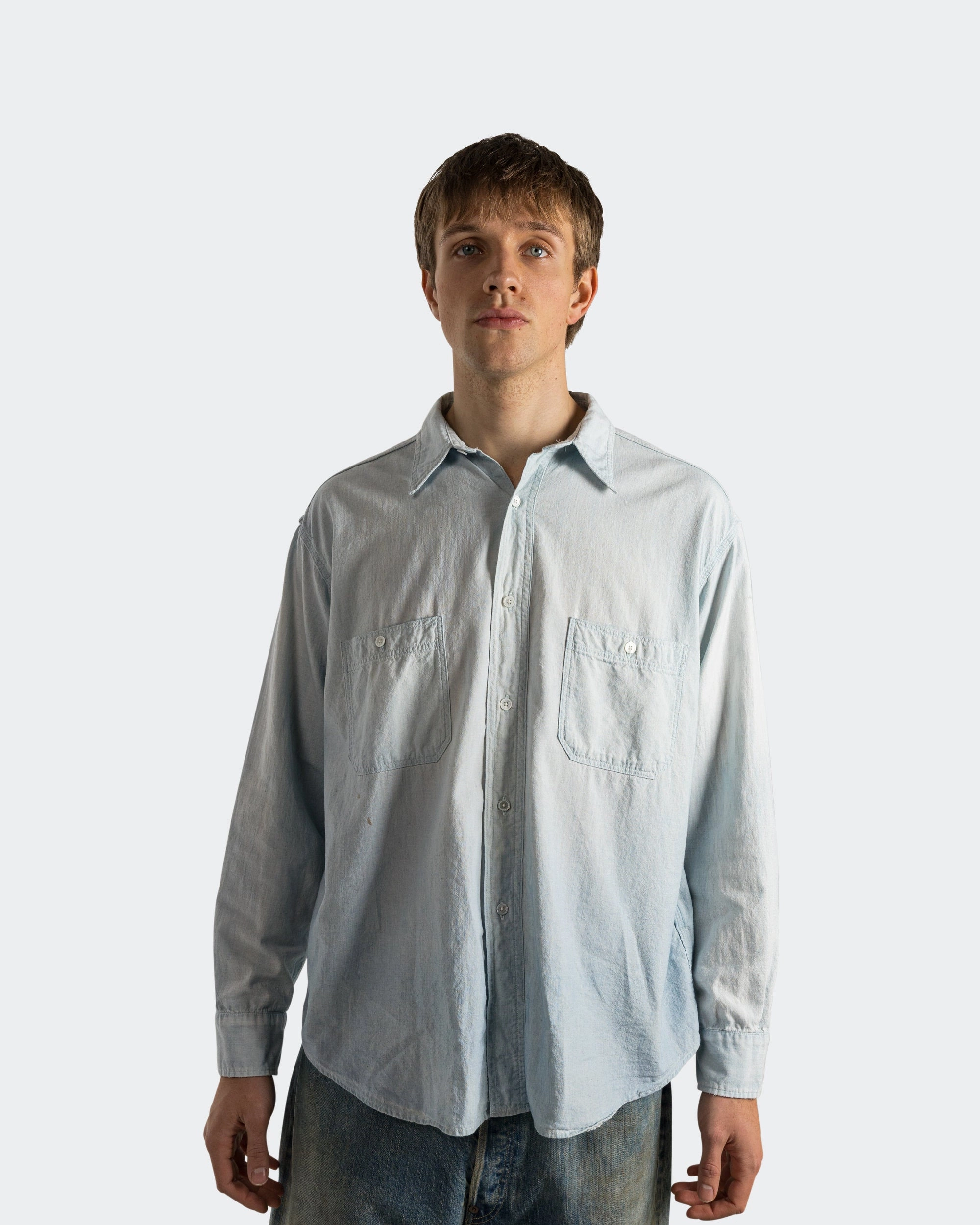 Vintage Chambray Shirt - Bleach Subtle design Contemporary Design