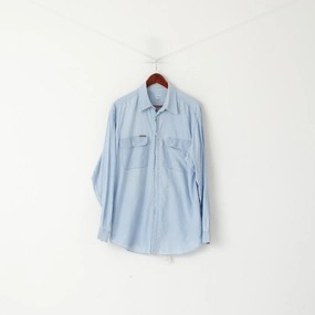 Eco-Friendly Choice Functional Fashion Calvin Klein Jeans Men L Casual Shirt Light Blue Cotton Soft Long Sleeve Top